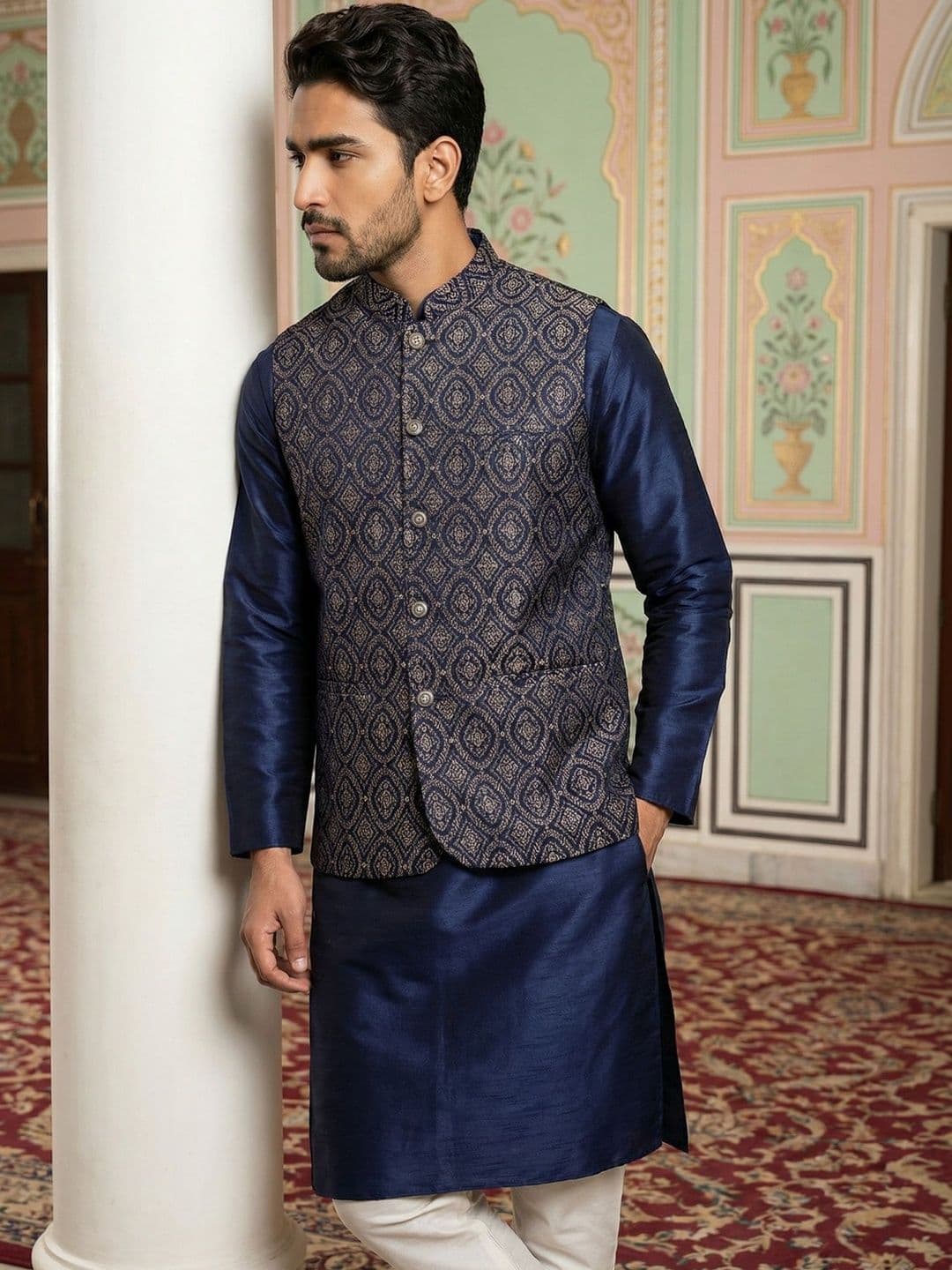 Jompers Mandarin Collared Nehru Jackets - view 1