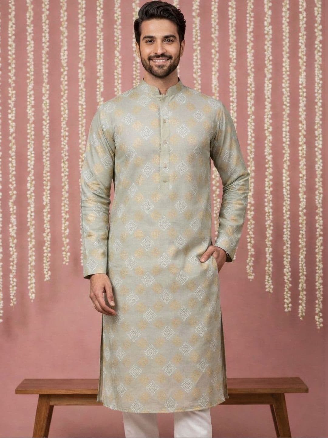 Jompers Men Floral Printed Floral Kurta - view 1