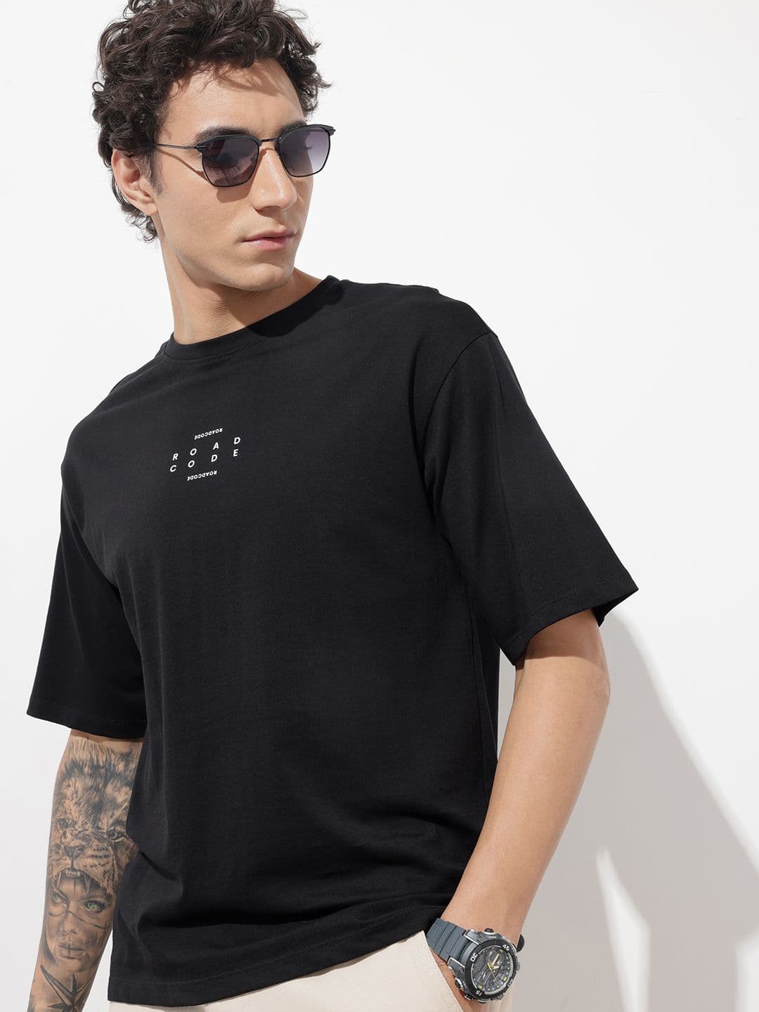 The Roadster Life Co. Drop-Shoulder Sleeves Pure Cotton T-shirt - view 1