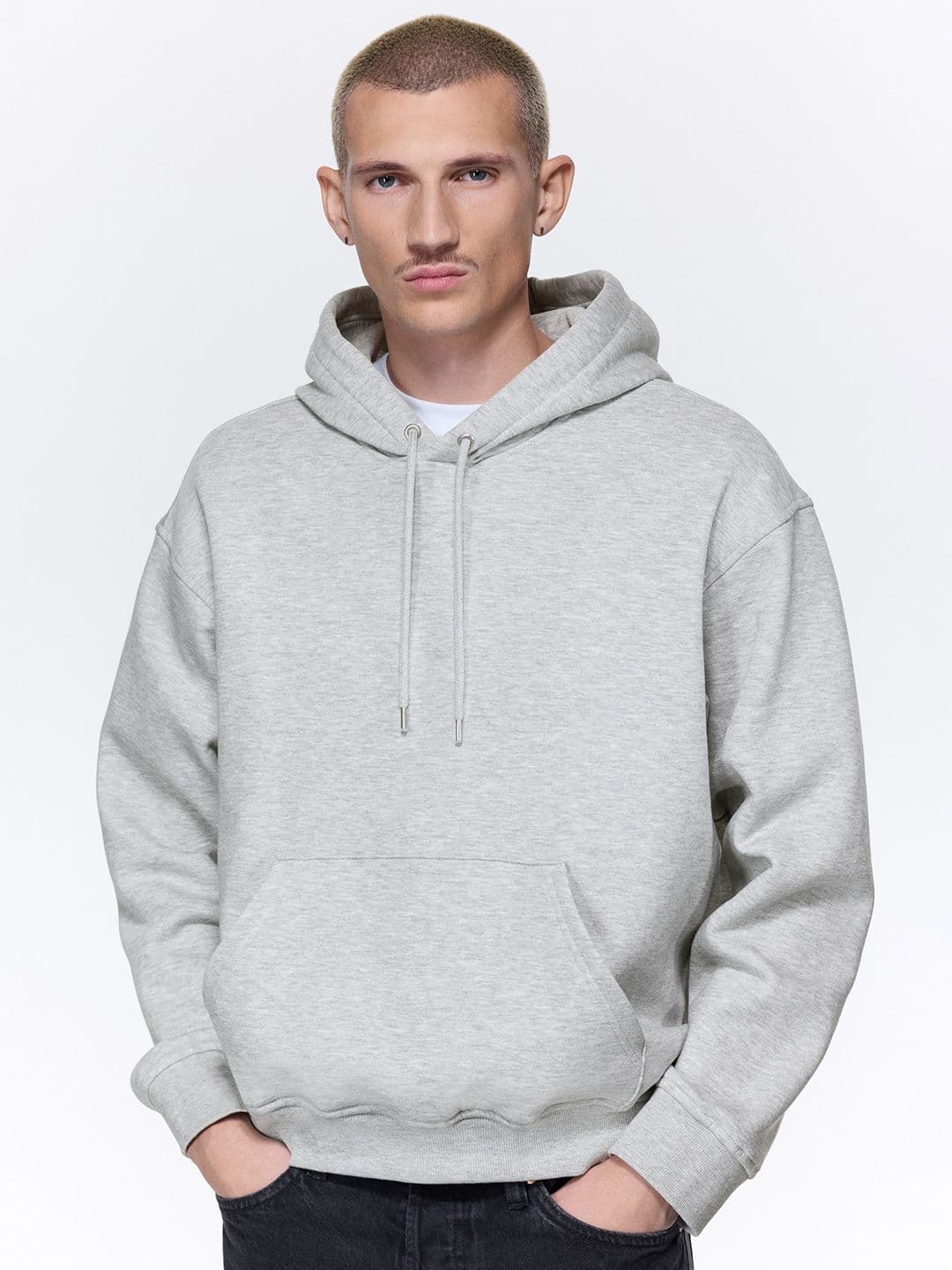H&M Men Grey Relaxed Fit Hoodie - view 1