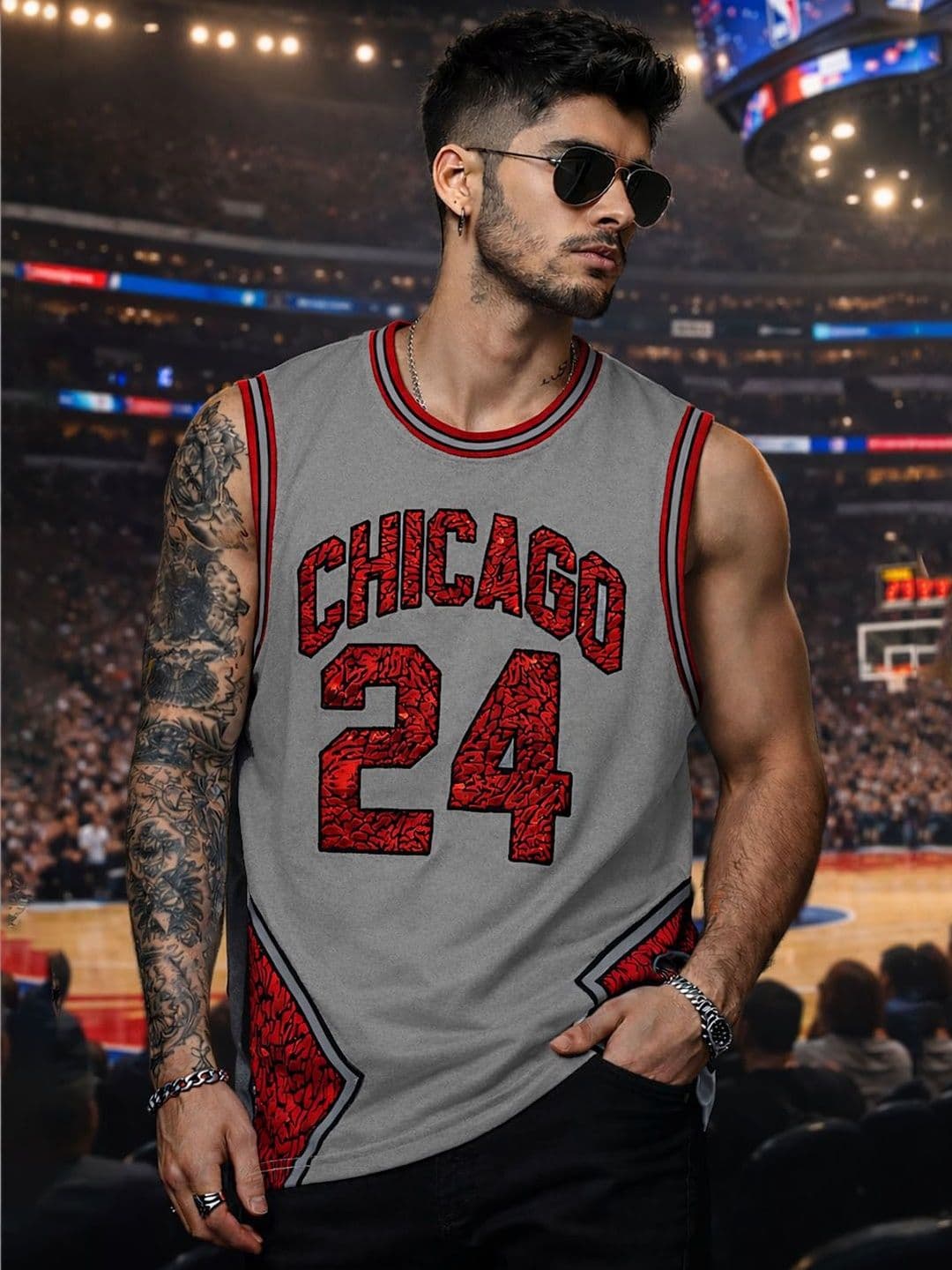 Force Printed Cotton Blend Gym Vest - view 1