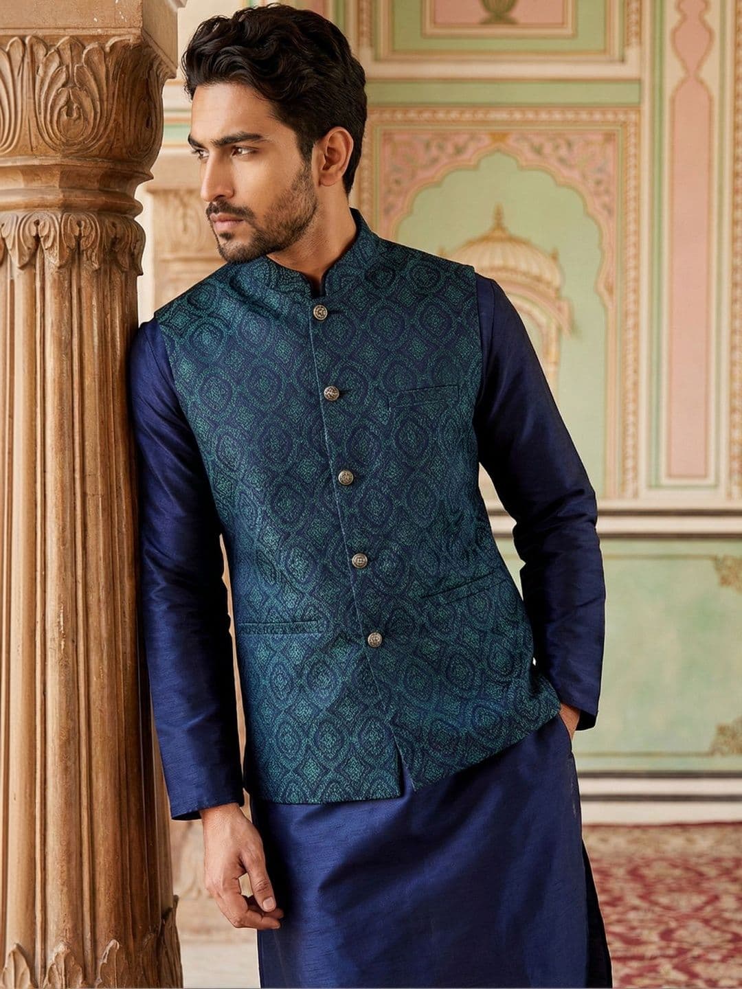 Jompers Mandarin Collared Nehru Jackets - view 1