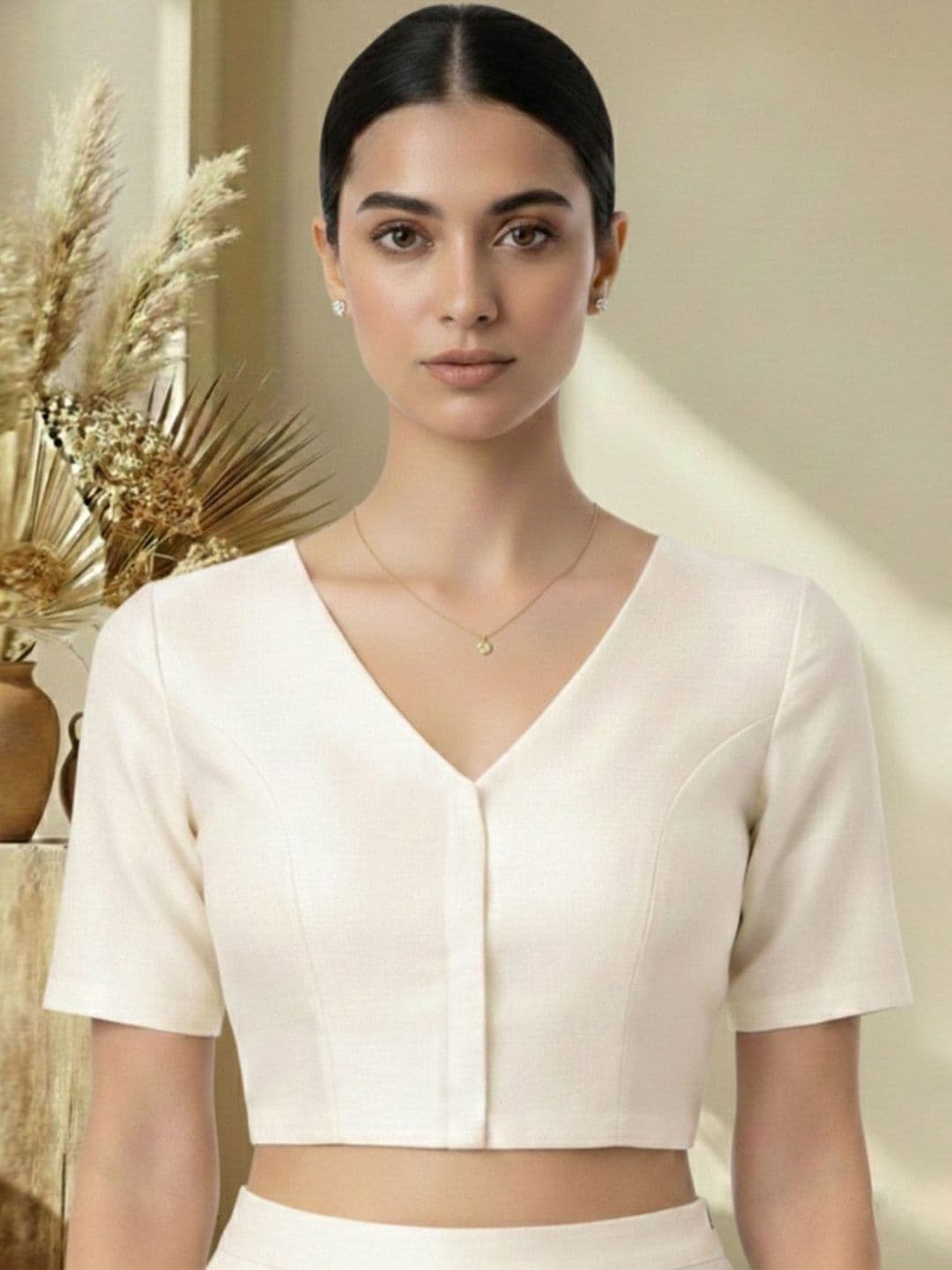 Thevasa Dupion Blend Solid Saree Blouse - view 1