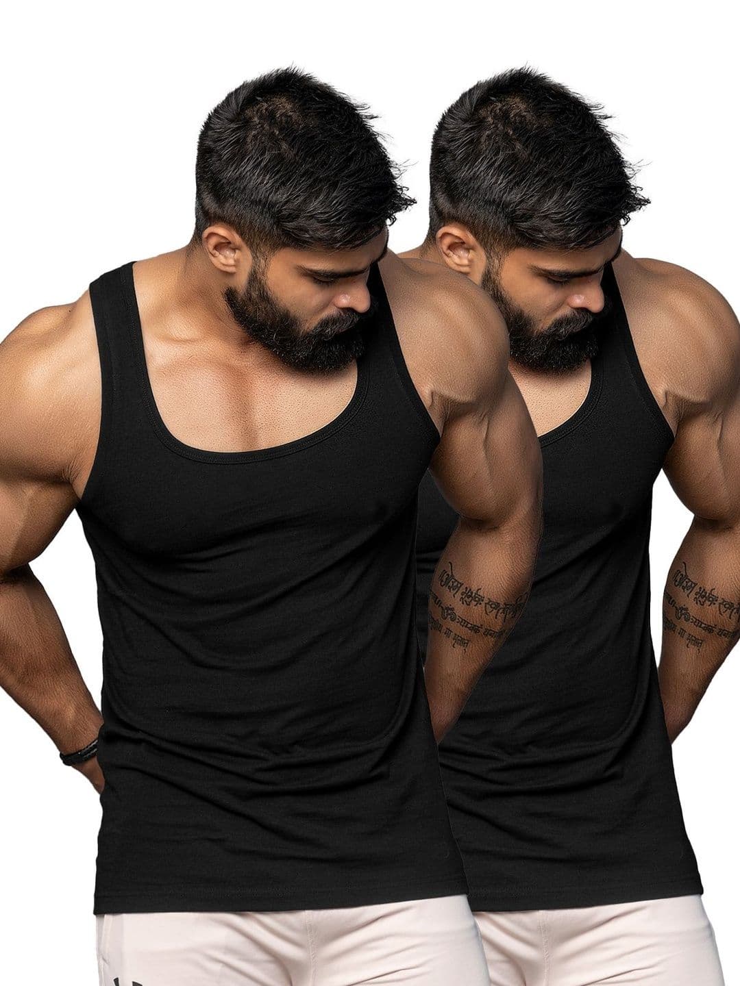 JUARI BE A GENTLEMAN Pack of 2 Cotton Blend Gym Vest - view 1