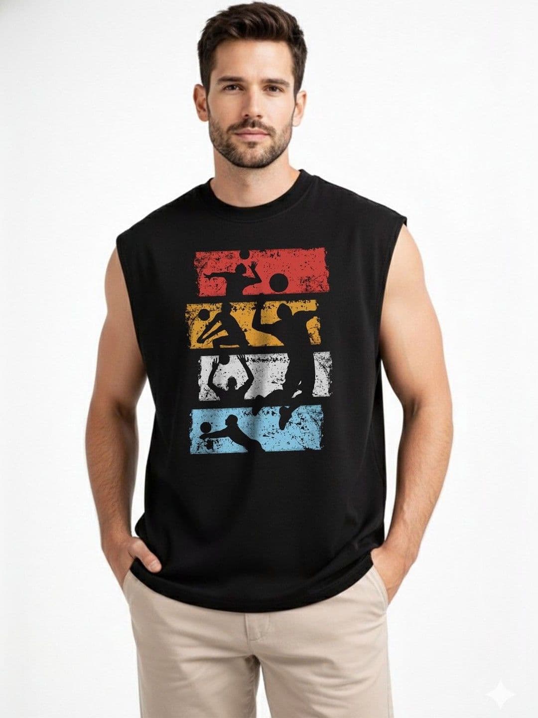 Organic Chics Printed Cotton Gym Vest - view 1