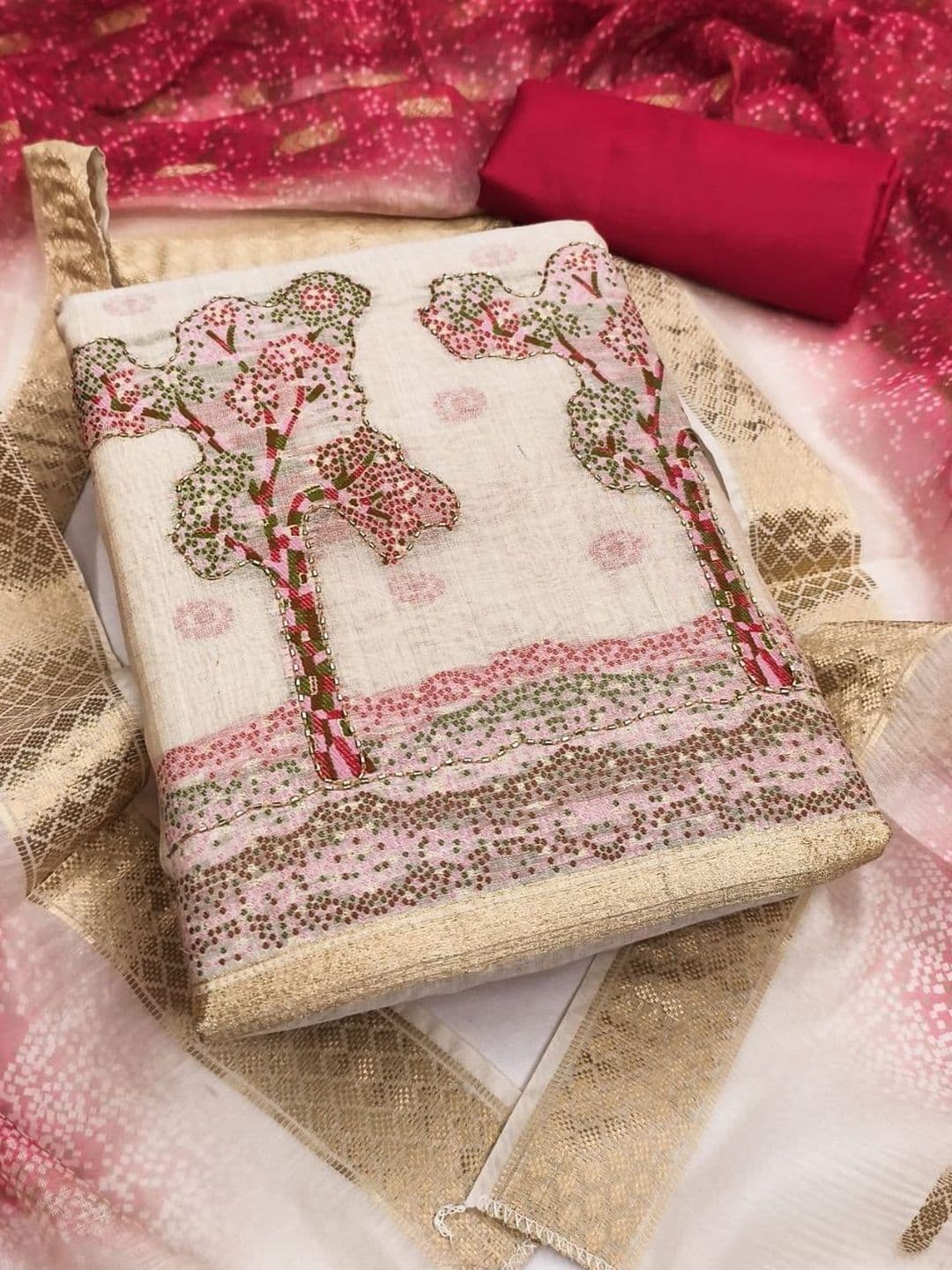 ISHA TRADE Embroidered Unstitched Dress Material - view 1