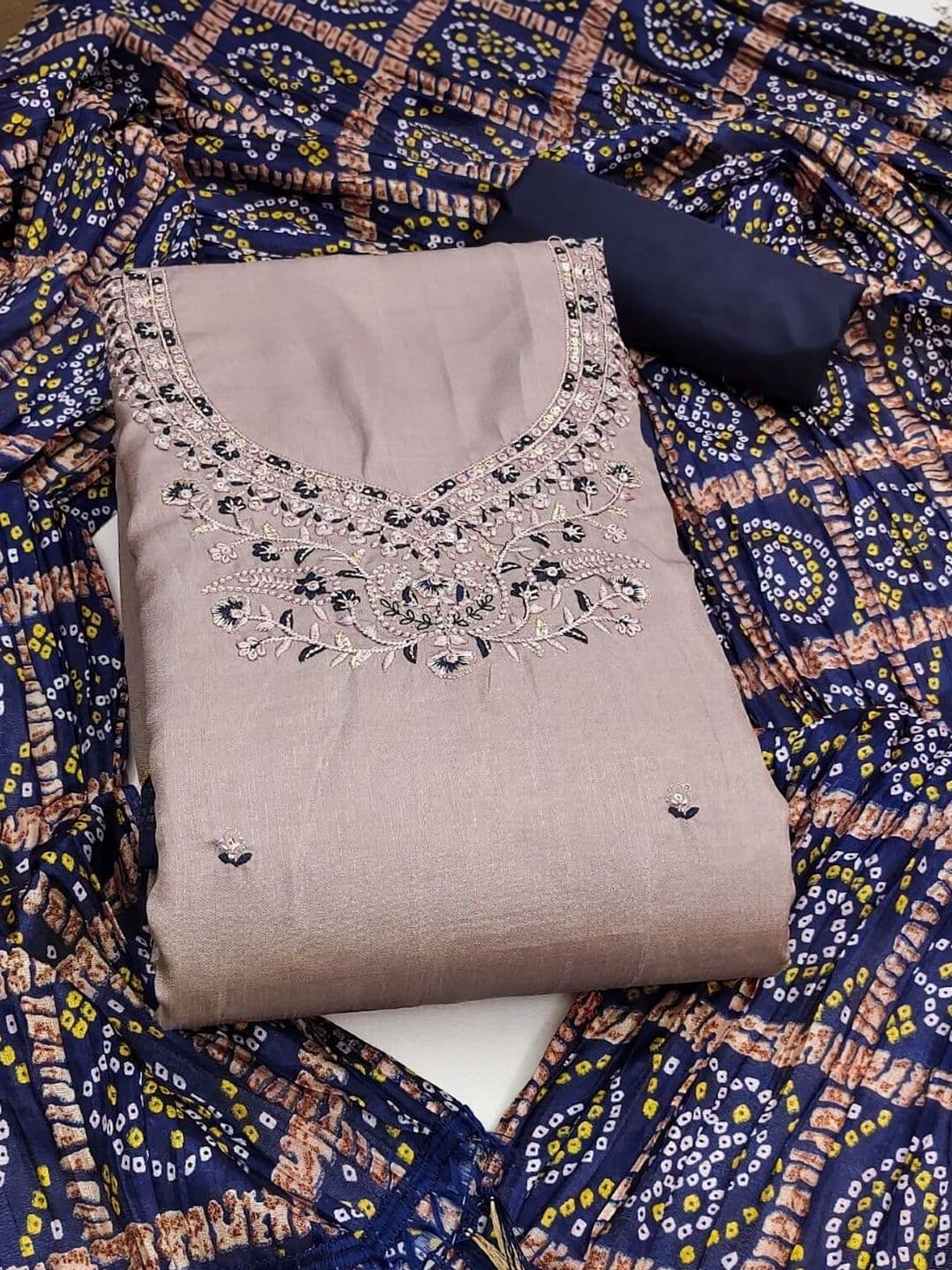 KALINI Embroidered Unstitched Dress Material - view 1