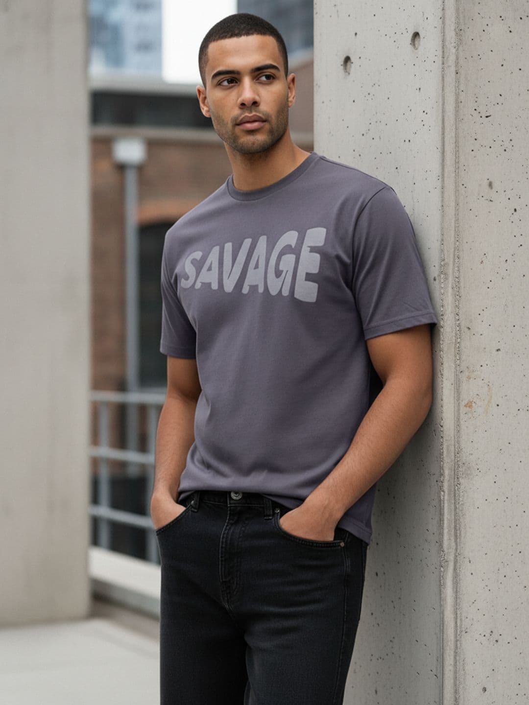 The Roadster Life Co. Typography Print Pure Cotton Relaxed Fit T-shirt - view 1