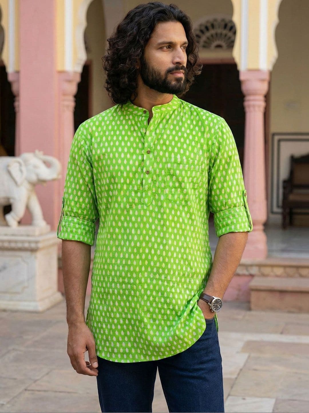 Anouk Mirage Men Polka Dot Printed Kurta - view 1