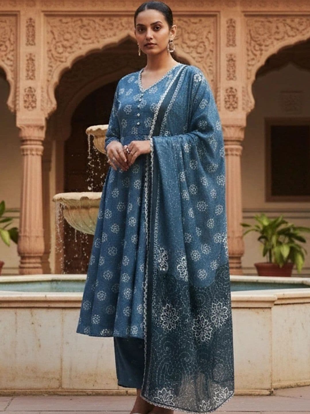 arangya Women Ethnic Motifs Printed Regular Kurta with Trousers & With Dupatta - view 1