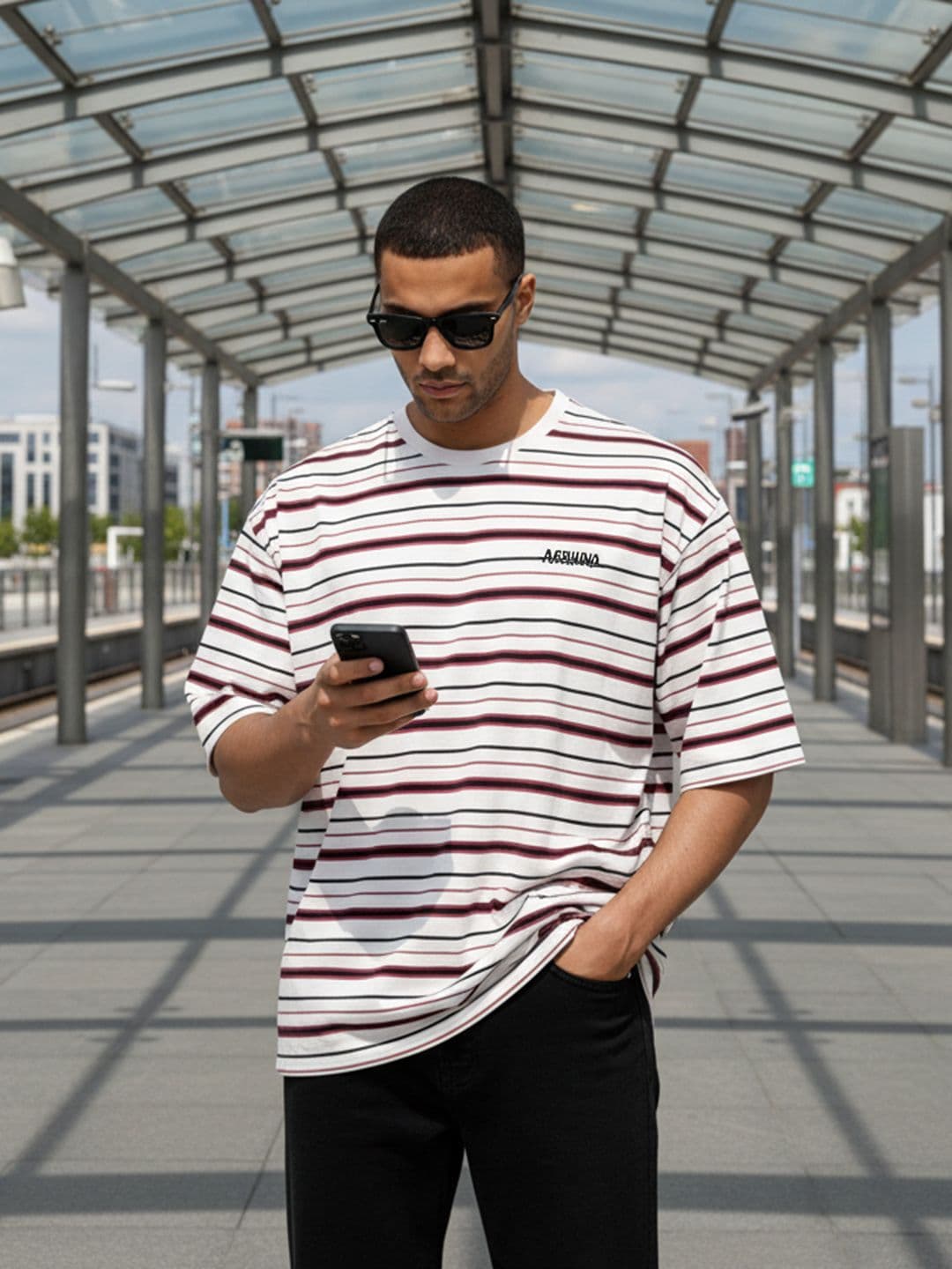 The Roadster Life Co. Multi-Striped Relaxed Fit T-shirt - view 1