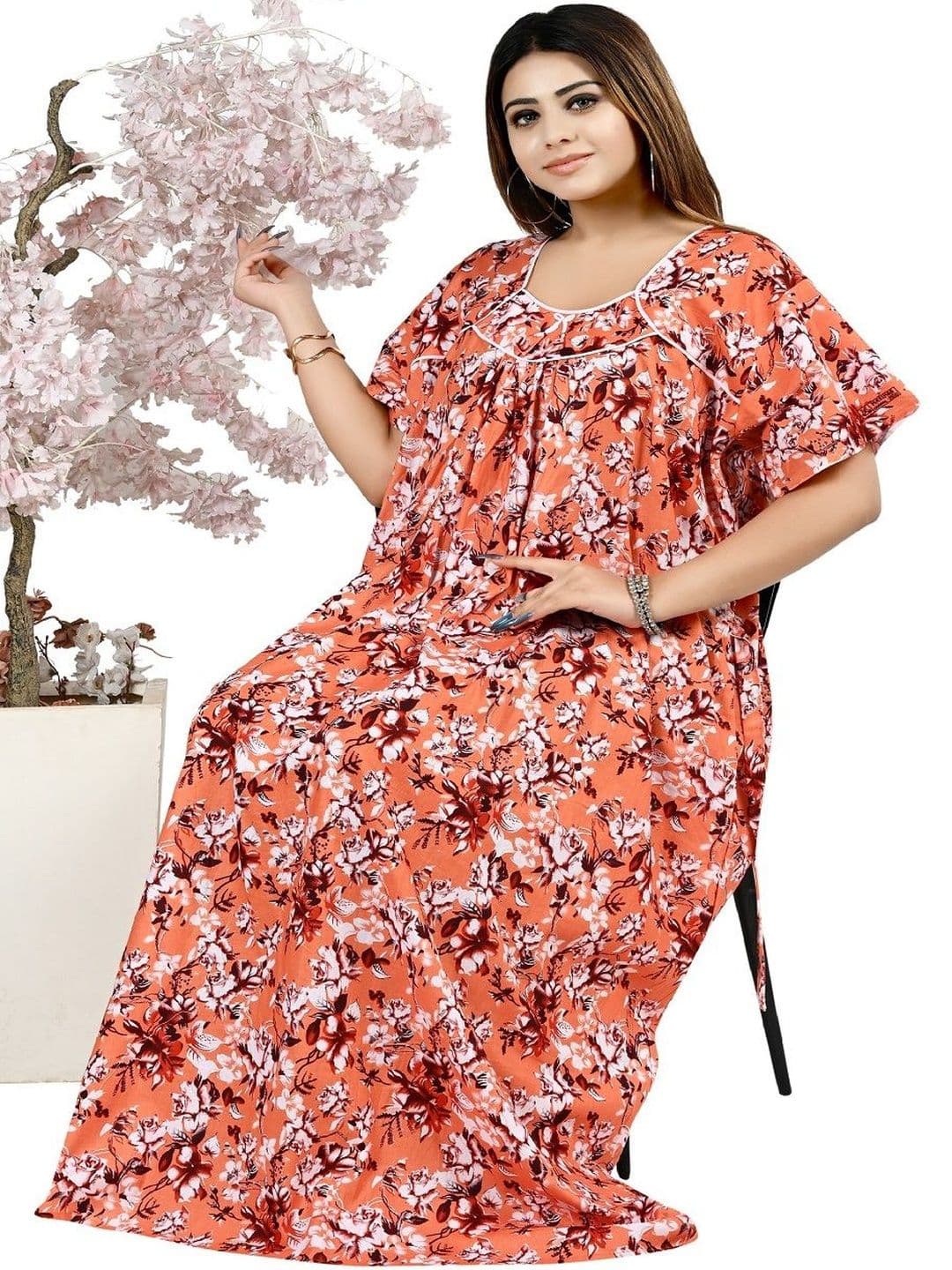 Bindass Female Collection Plus Size Women Printed Cotton Nightdress - view 1