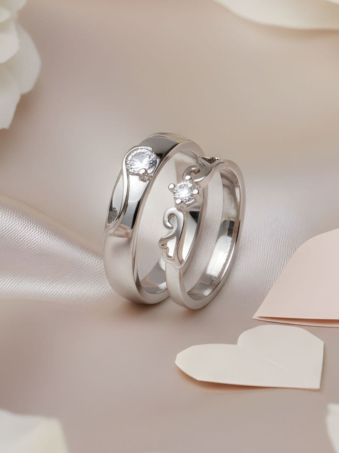 Bohey by KARATCART Set Of 2 Stone-Studded Adjustable Finger Ring - view 1