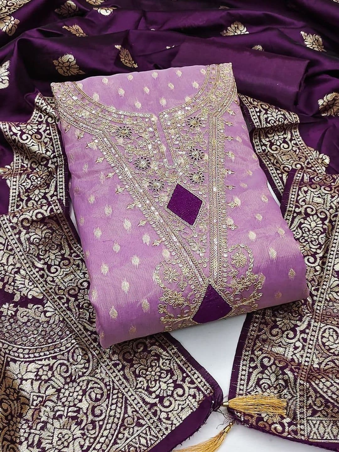 Ashiya Fab Embroidered Unstitched Dress Material - view 1