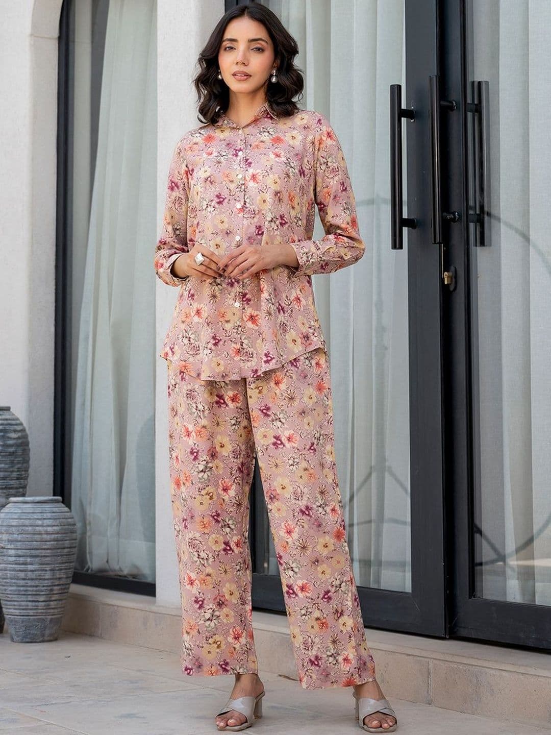 Roadster Floral Printed Shirt with Palazzos - view 1