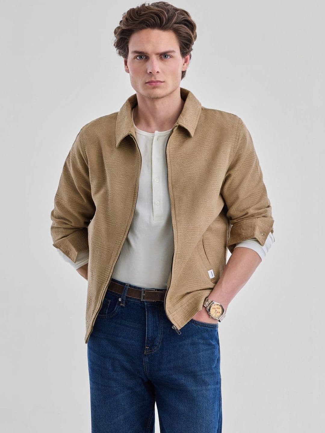 Snitch Beige Textured Jacket - view 1