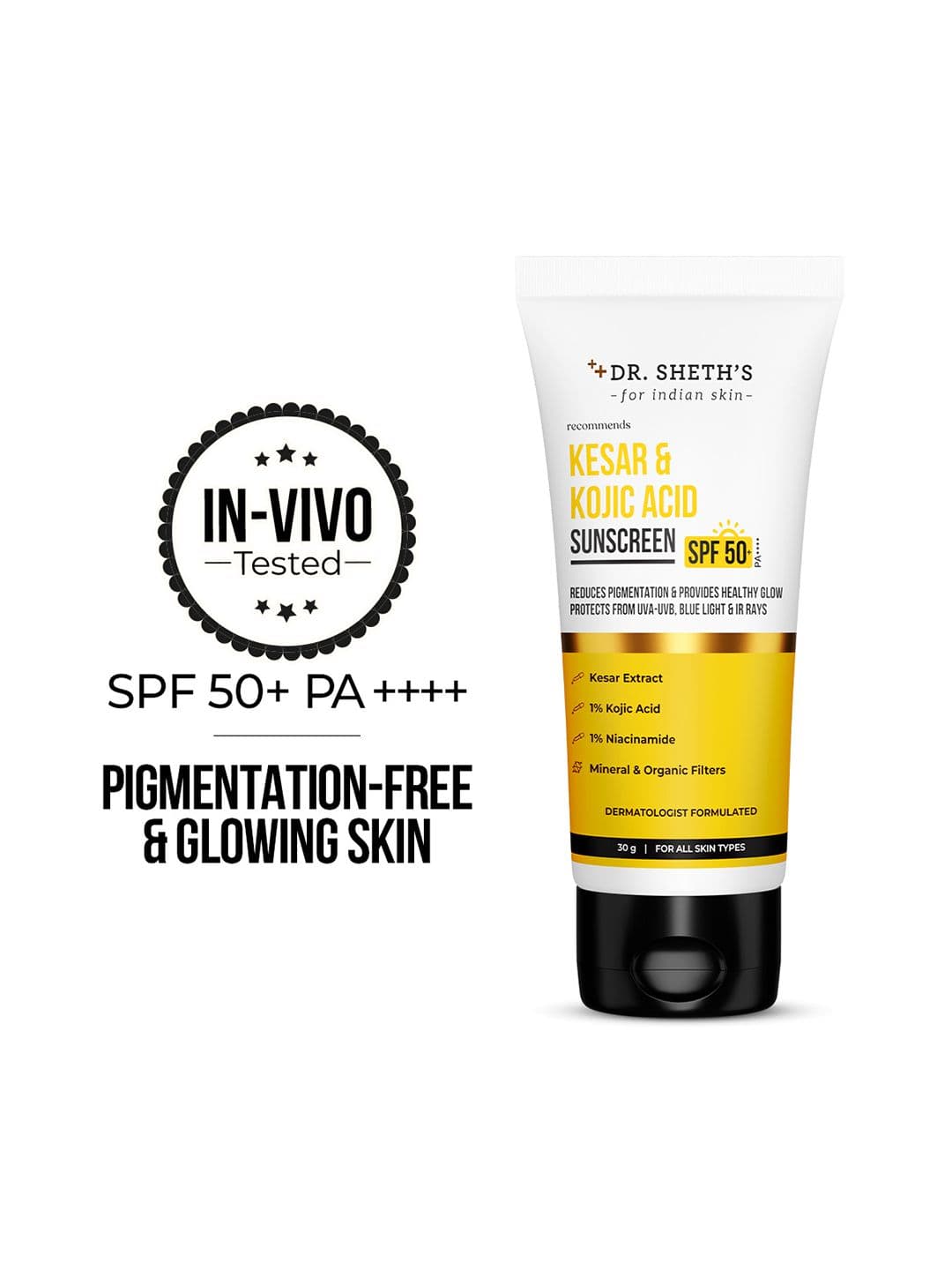 DR. SHETHS Kesar & Kojic Acid Sunscreen SPF 50+ PA In-Vivo Tested 30 g - view 1