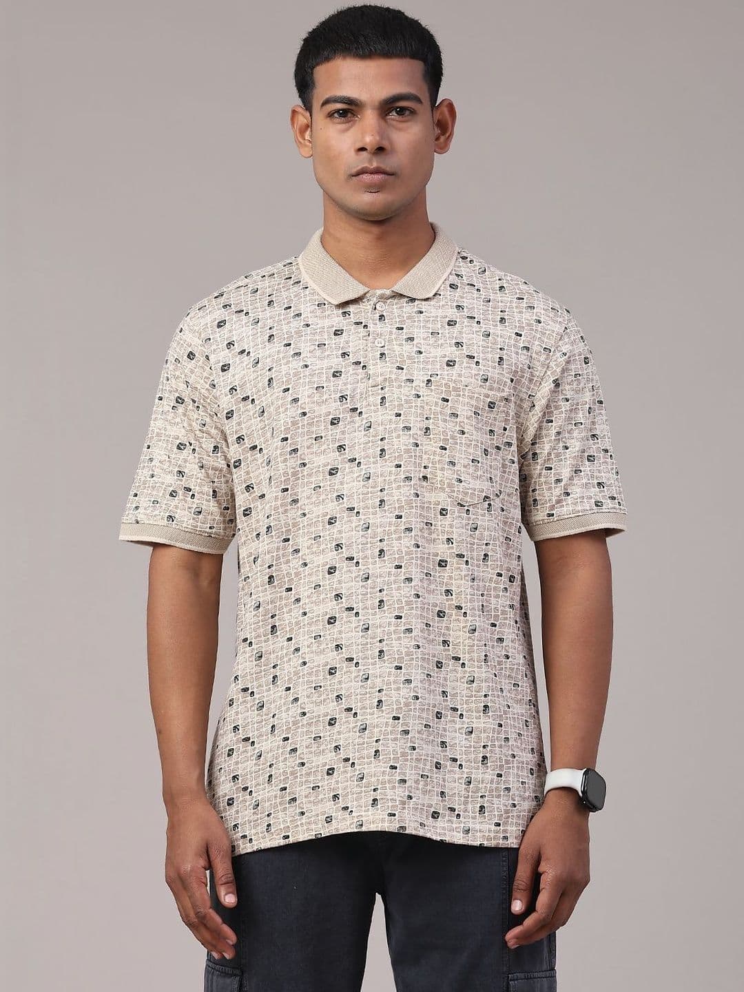 V-Mart Men Printed Polo Collar Pockets T-shirt - view 1