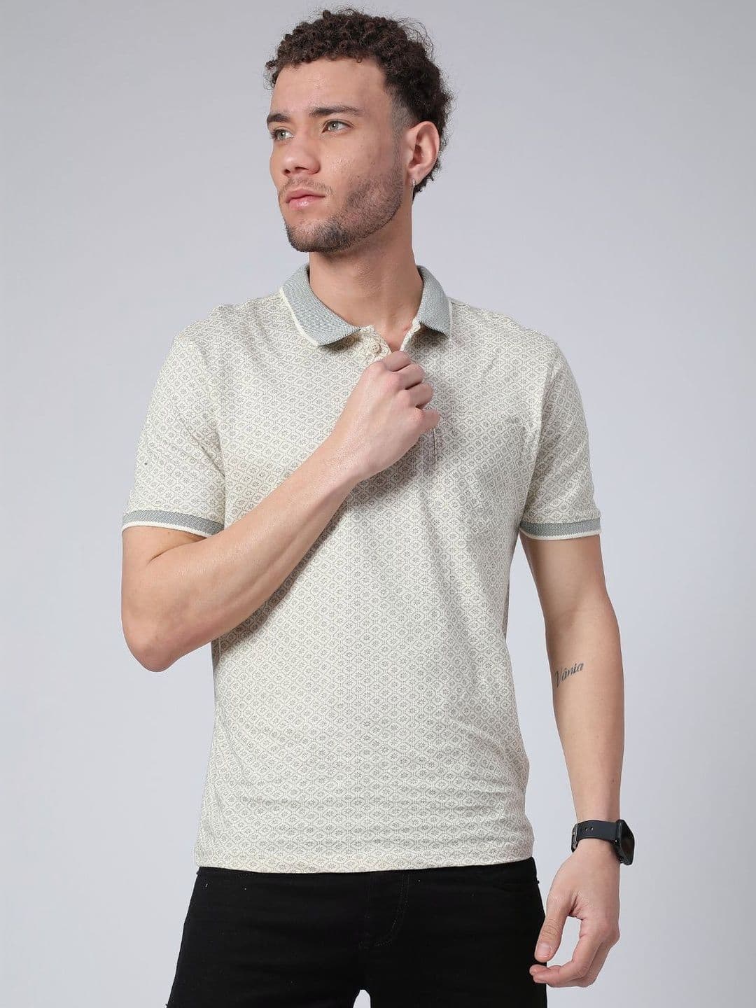 V-Mart Men Printed Polo Collar Pockets T-shirt - view 1