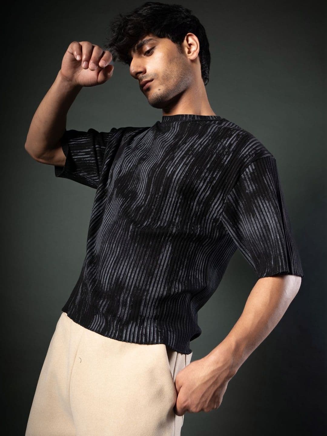 Powerlook Men Printed Drop-Shoulder Sleeves T-shirt - view 1