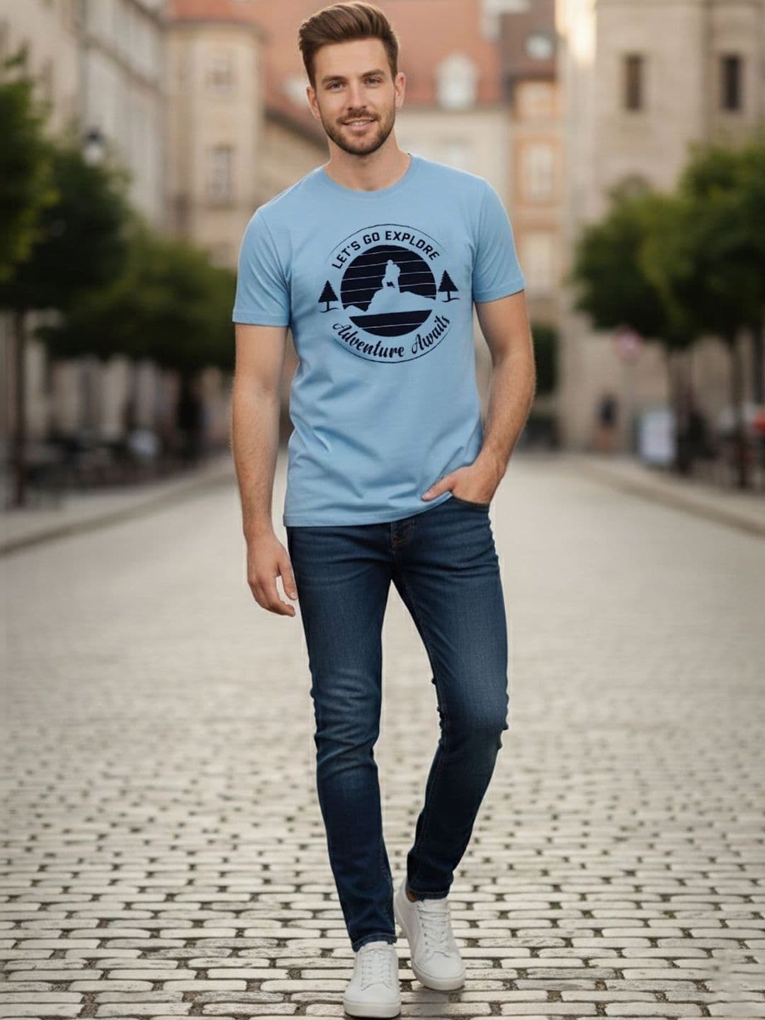 The Roadster Lifestyle Co Printed Cotton Round Neck T-shirt - view 1