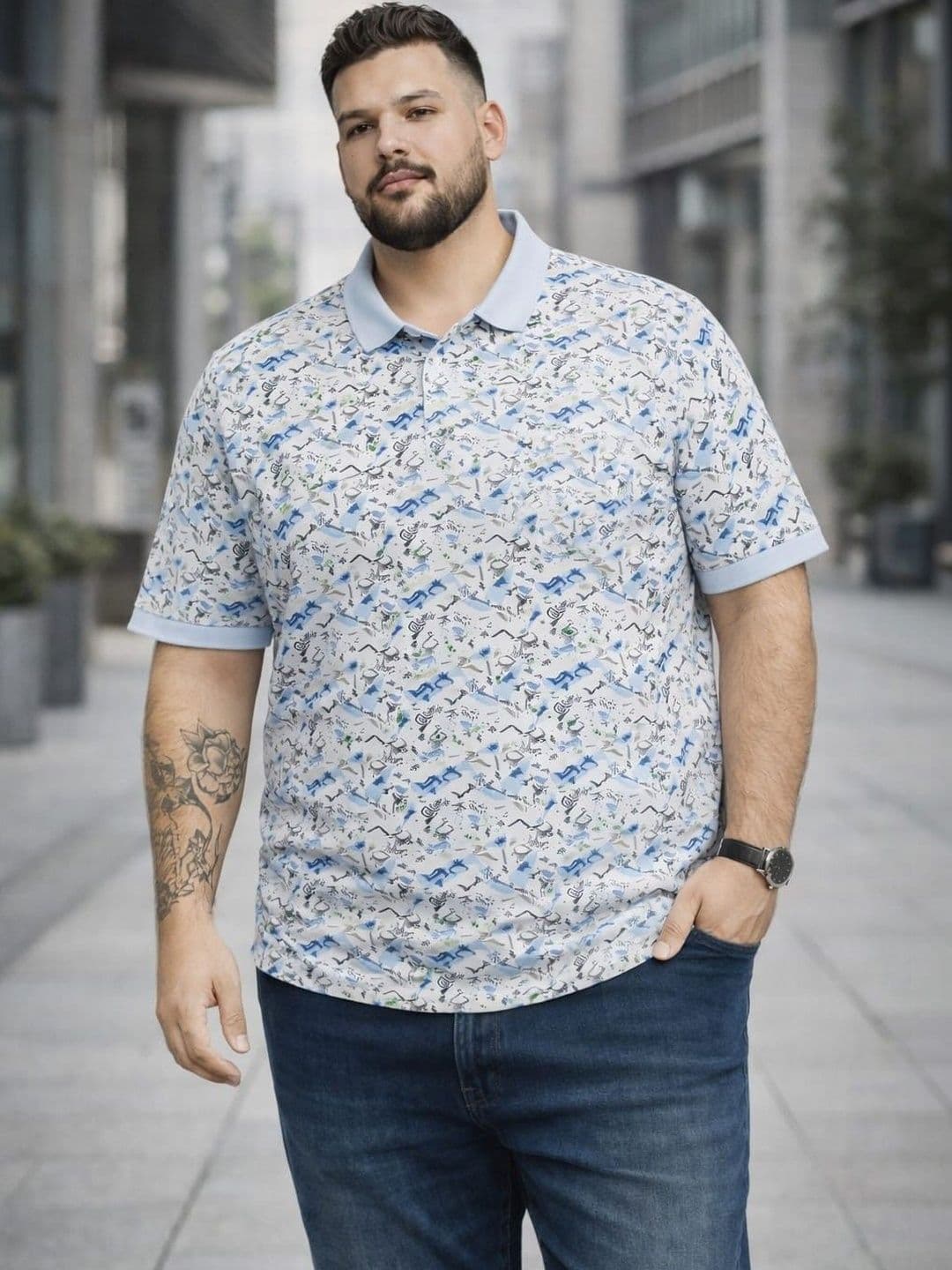 AUSTIVO Men Printed Polo Collar T-shirt - view 1