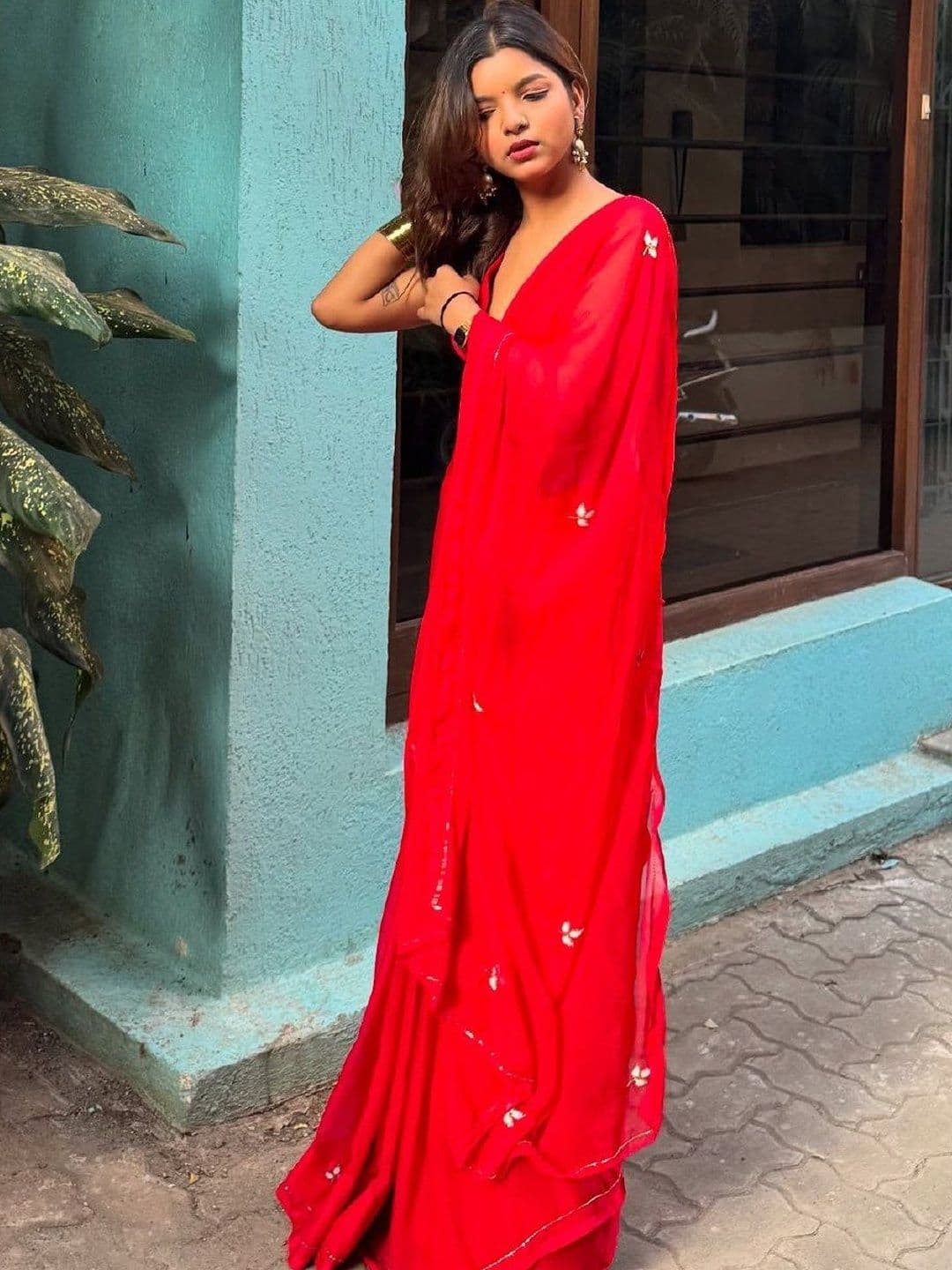all about you Embellished Beads and Stones Pure Chiffon Designer Saree - view 1