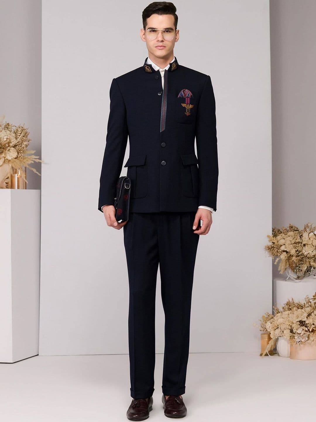 S&N by Shantnu Nikhil Men Tailored Jacket with Embroidered - view 1