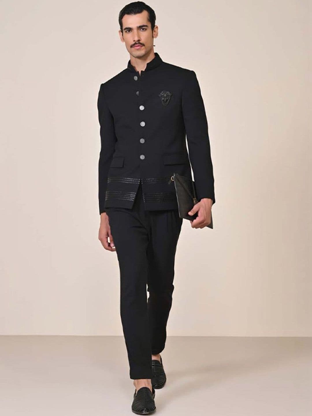 S&N by Shantnu Nikhil Men Tailored Jacket with Embroidered - view 1