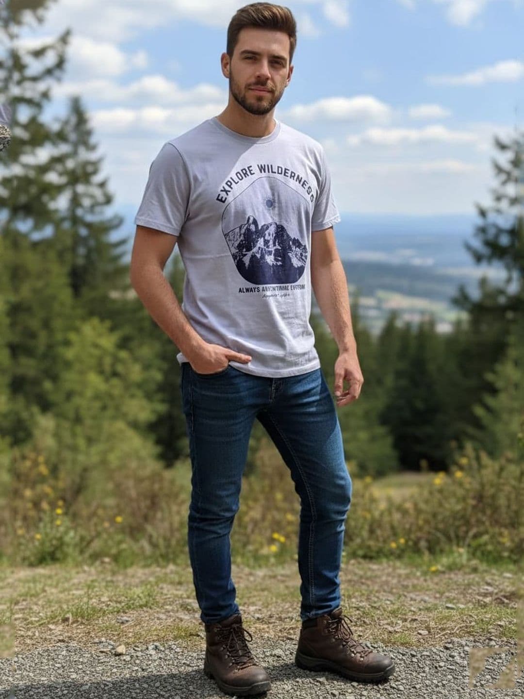 The Roadster Lifestyle Co Printed Cotton Round Neck T-shirt - view 1