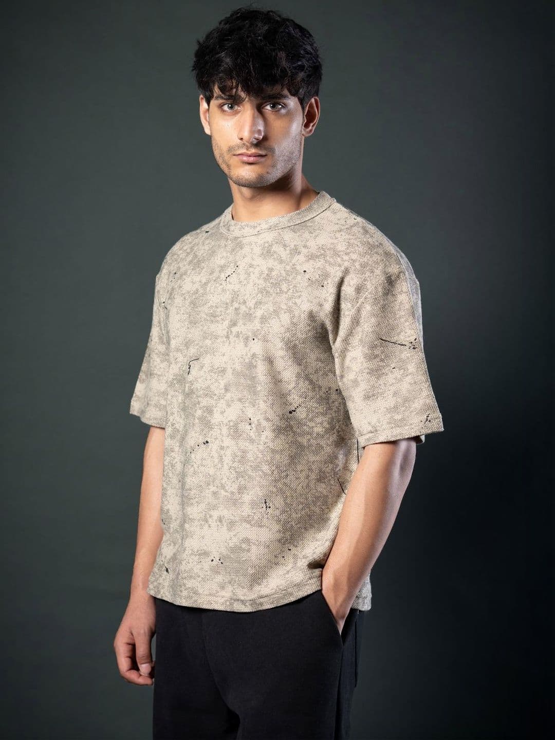 Powerlook Men Printed Drop-Shoulder Sleeves T-shirt - view 1