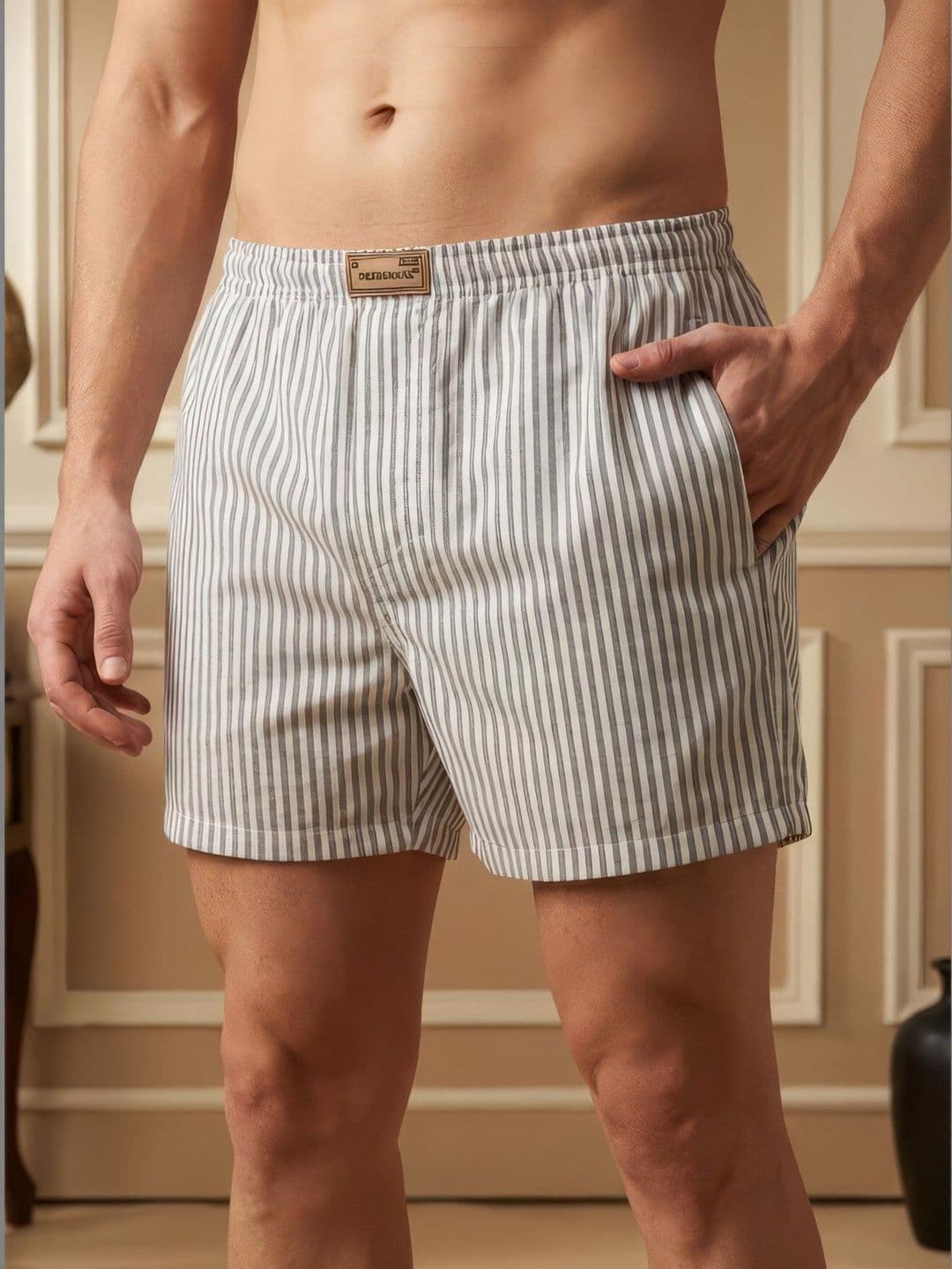 TIGER SNAKE Striped Cotton Boxers - view 1