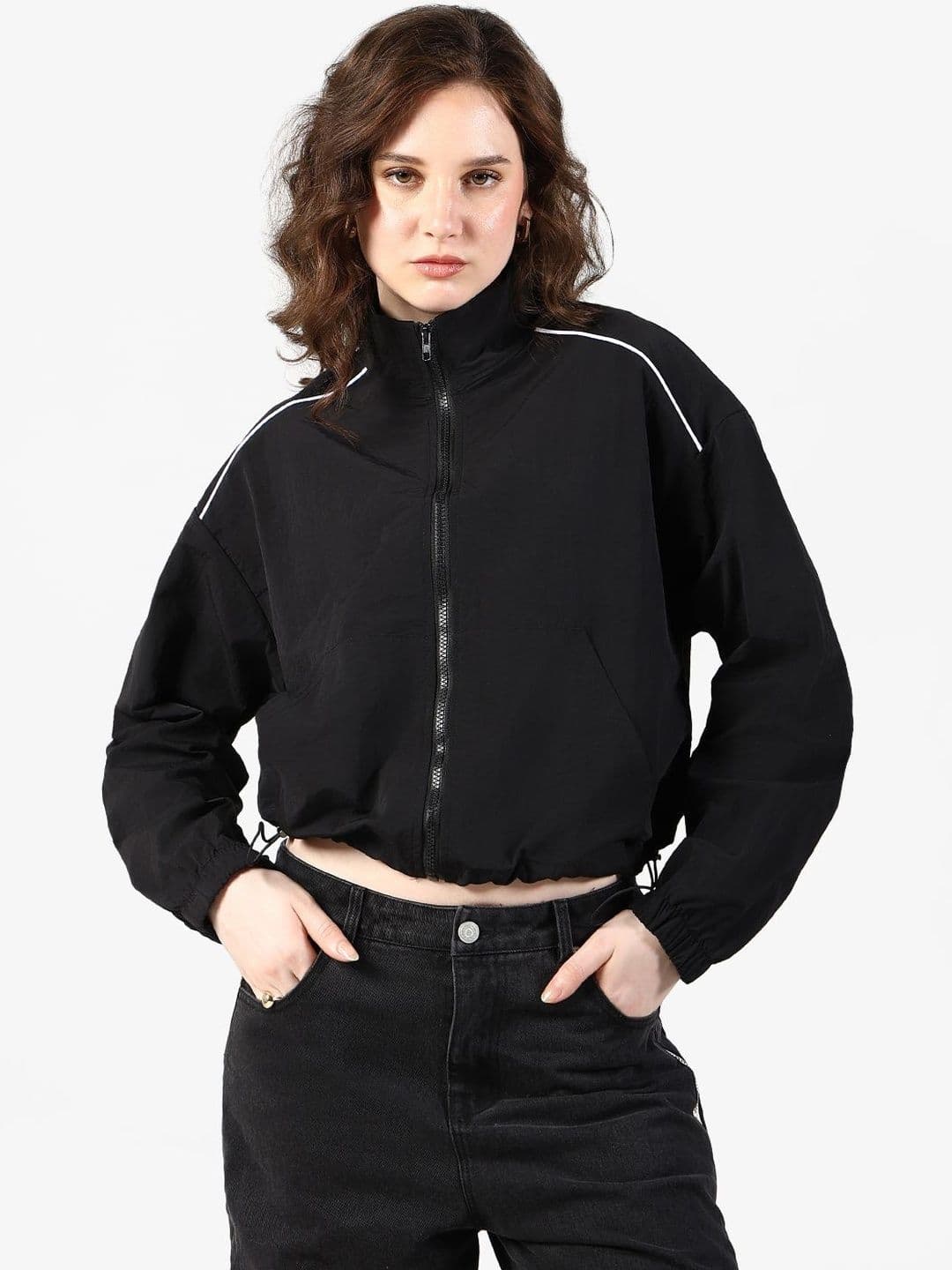 SHOWOFFFF Women Colourblocked Lightweight Crop Sporty Jacket - view 1