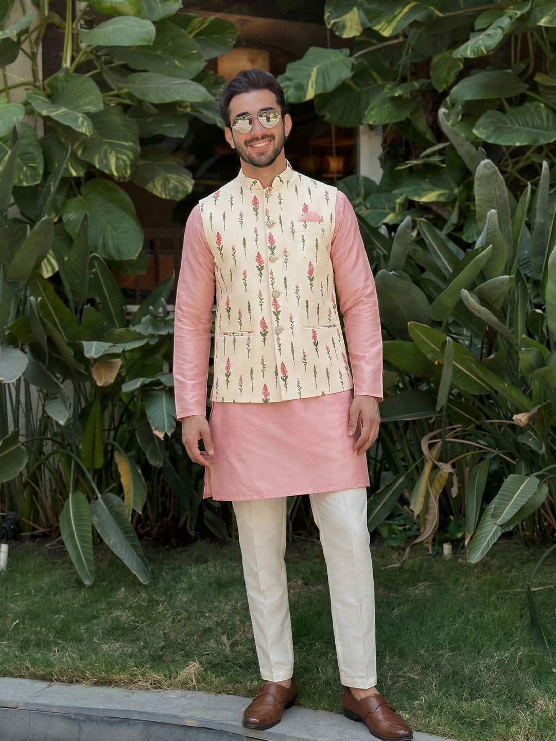 KISAH Men Printed Nehru Jacket - view 1