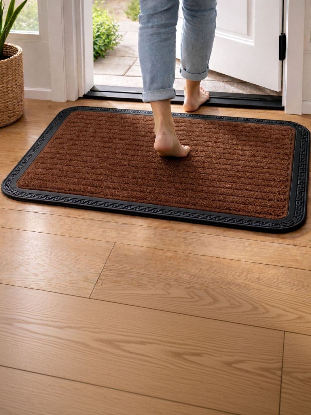 GEET CREATIONS Brown Self-Designed Anti-Skid Jute Bath Rugs - view 1