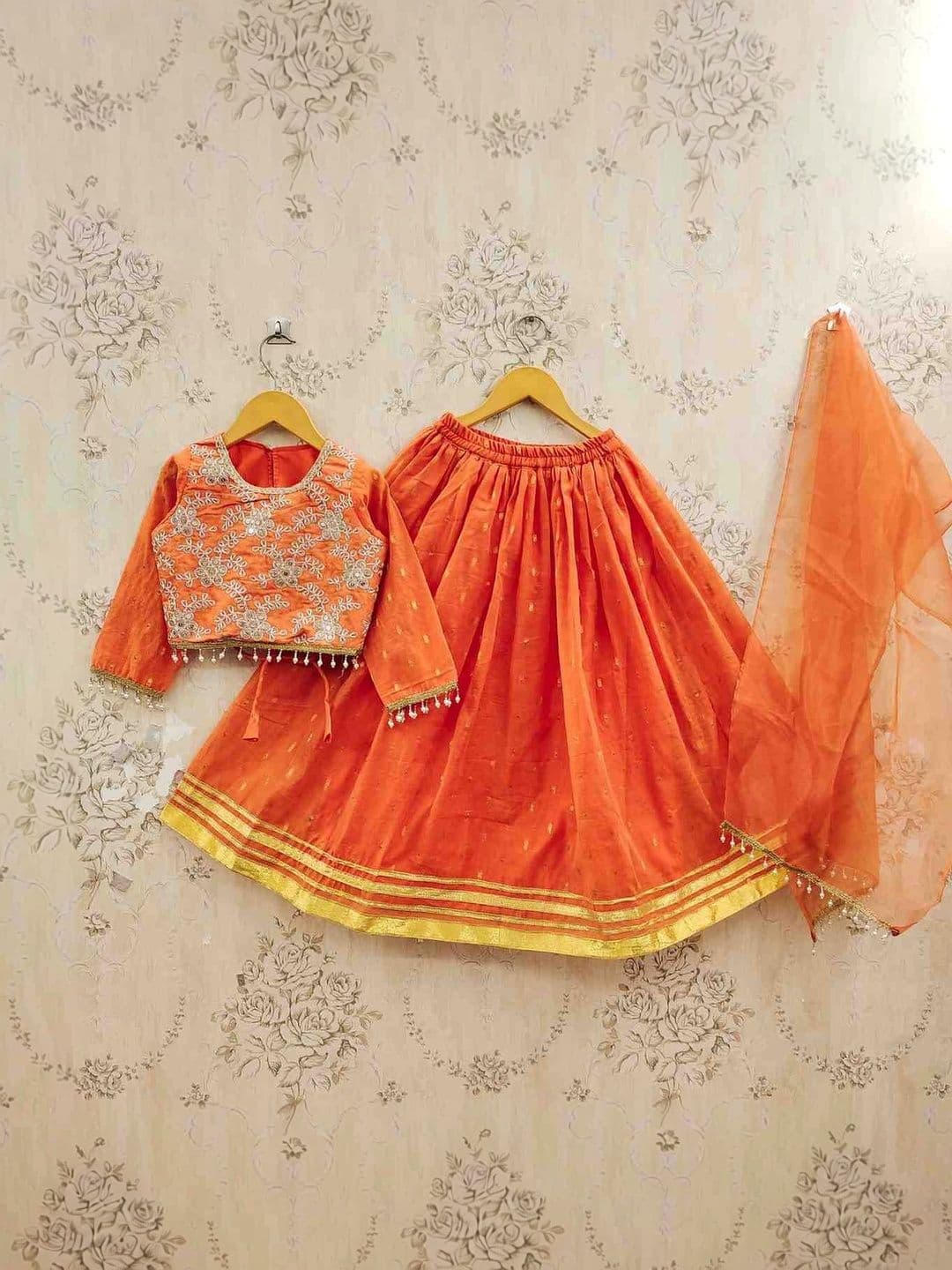JOVK DESIGN Girls Embellished Sequinned Tie and Dye Ready to Wear Lehenga & Blouse With Dupatta - view 1