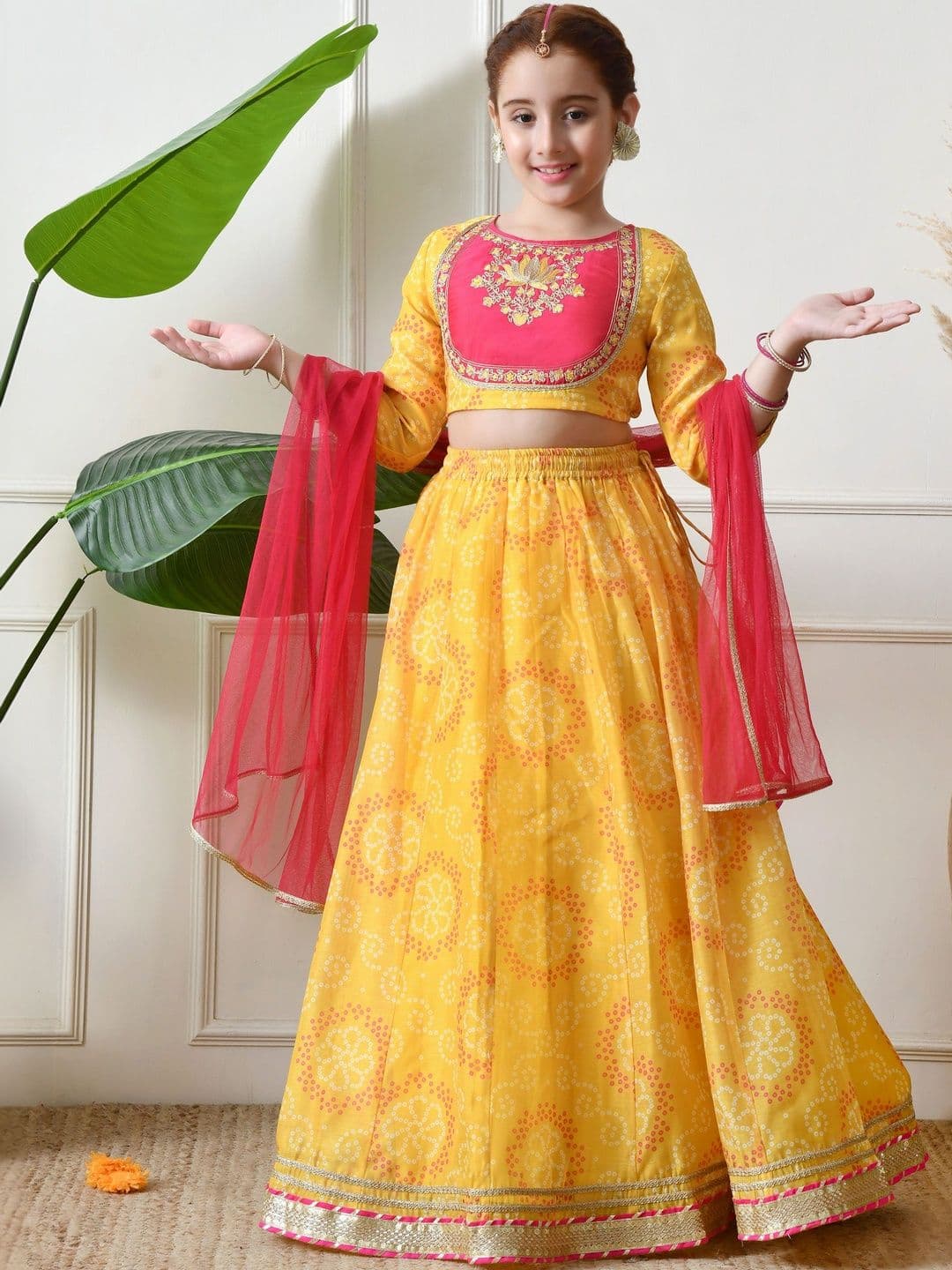 House of Pataudi Girls Embroidered Flared Lehenga Choli with Dupatta - view 1