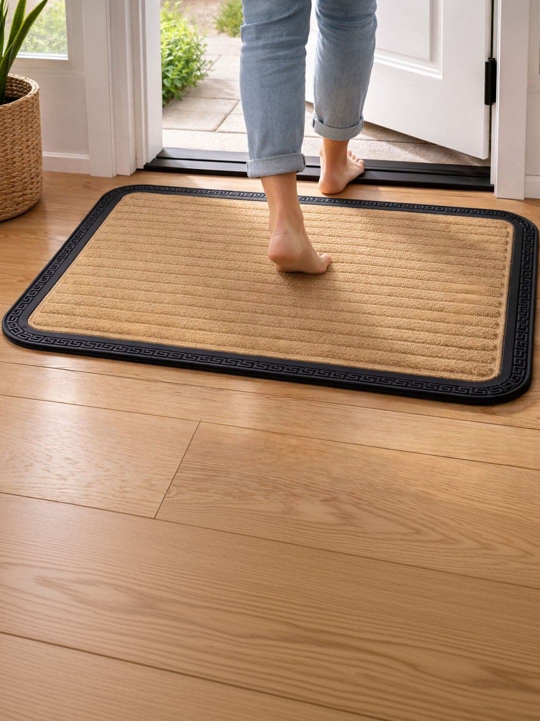 GEET CREATIONS Brown & Black Self-Designed Anti-Skid Doormat - view 1