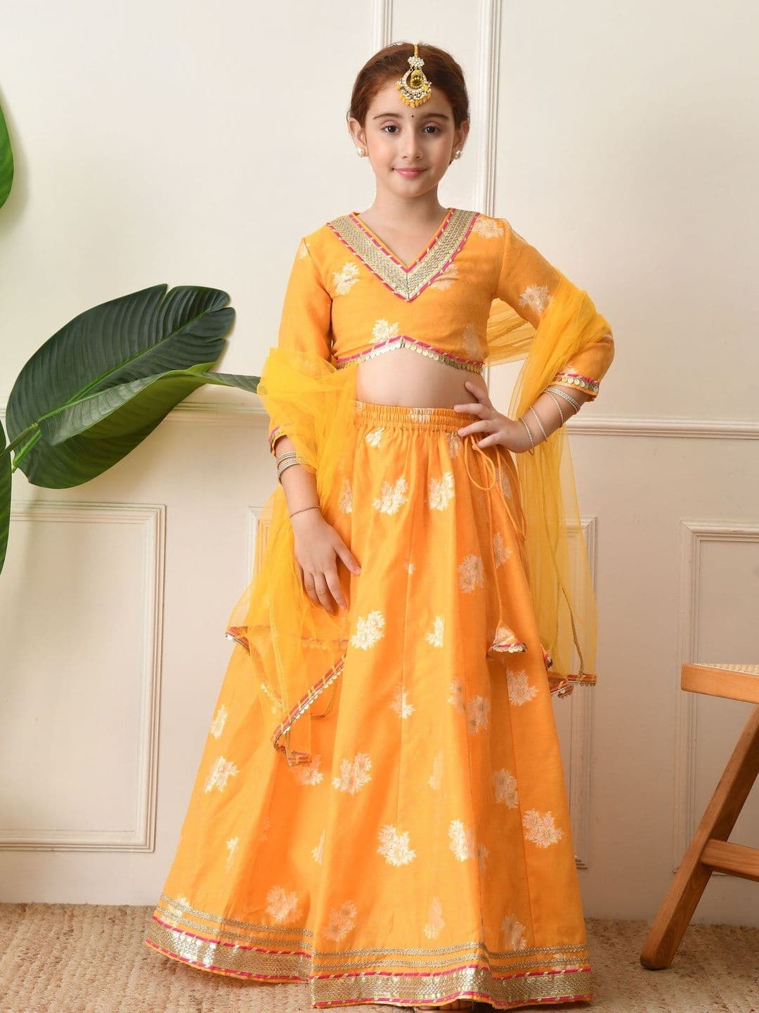 House of Pataudi Girls Embroidered Flared Lehenga Choli with Dupatta - view 1