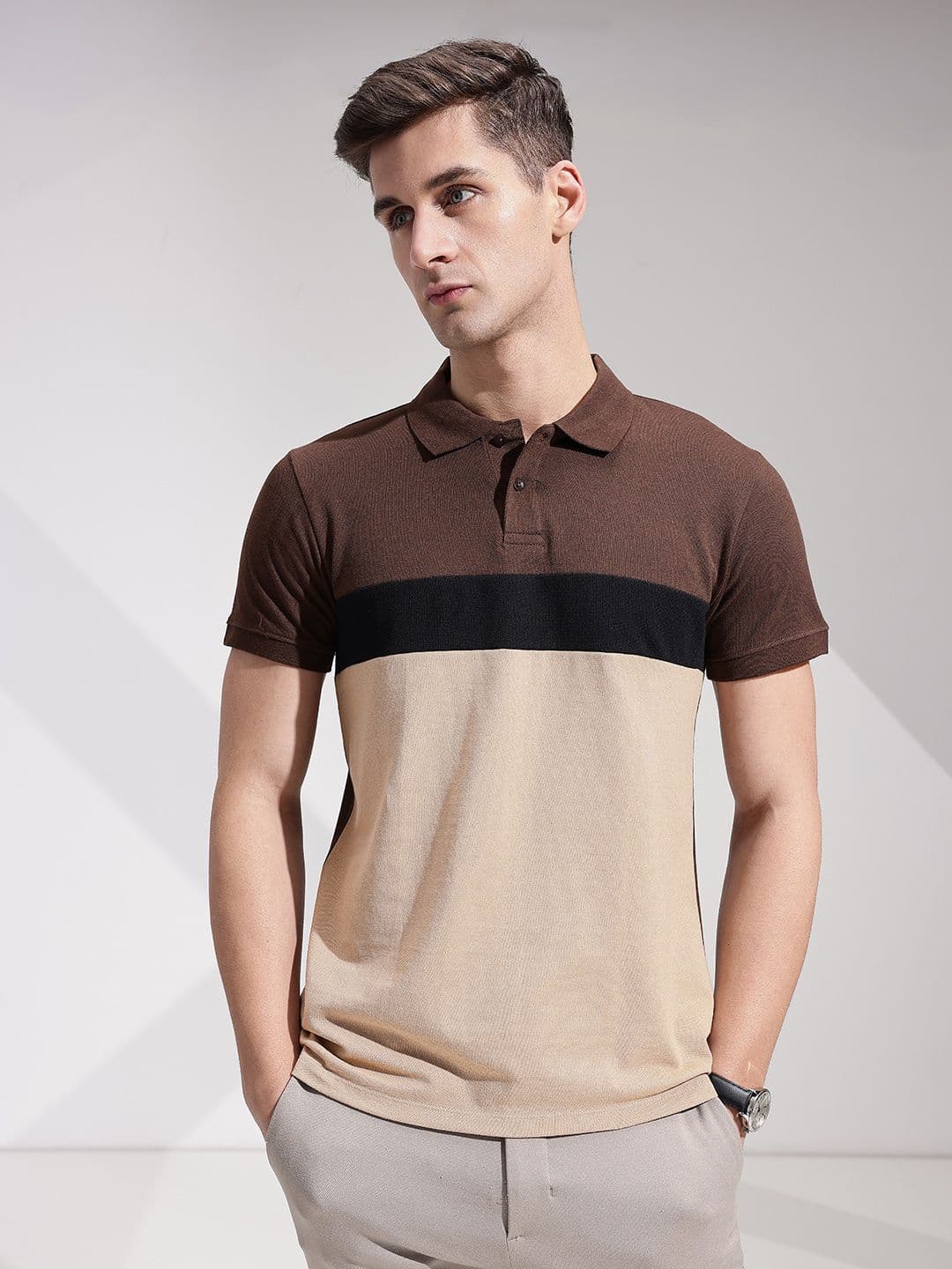 encore by INVICTUS Colourblocked Polo Collar T-shirt - view 1