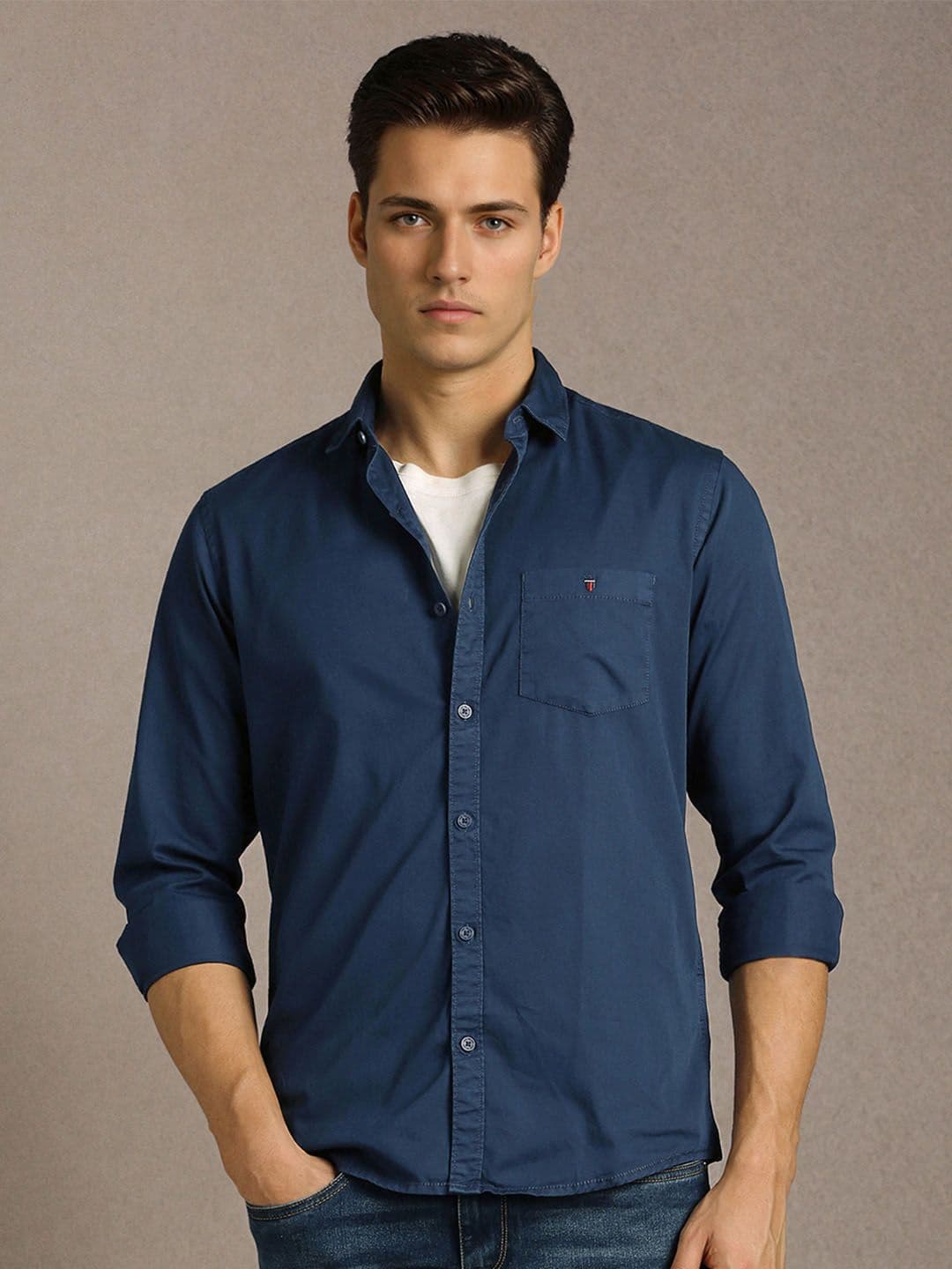 Louis Philippe Jeans Men Slim Fit Over Dyed Soft Handfeel Full Sleeve Casual Shirt - view 1