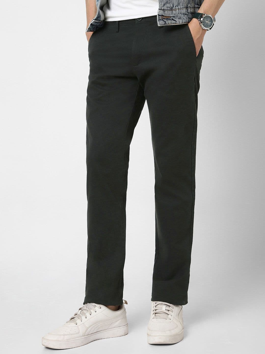 Peter England Casuals Men Cotton Slim Fit Formal Trousers - view 1