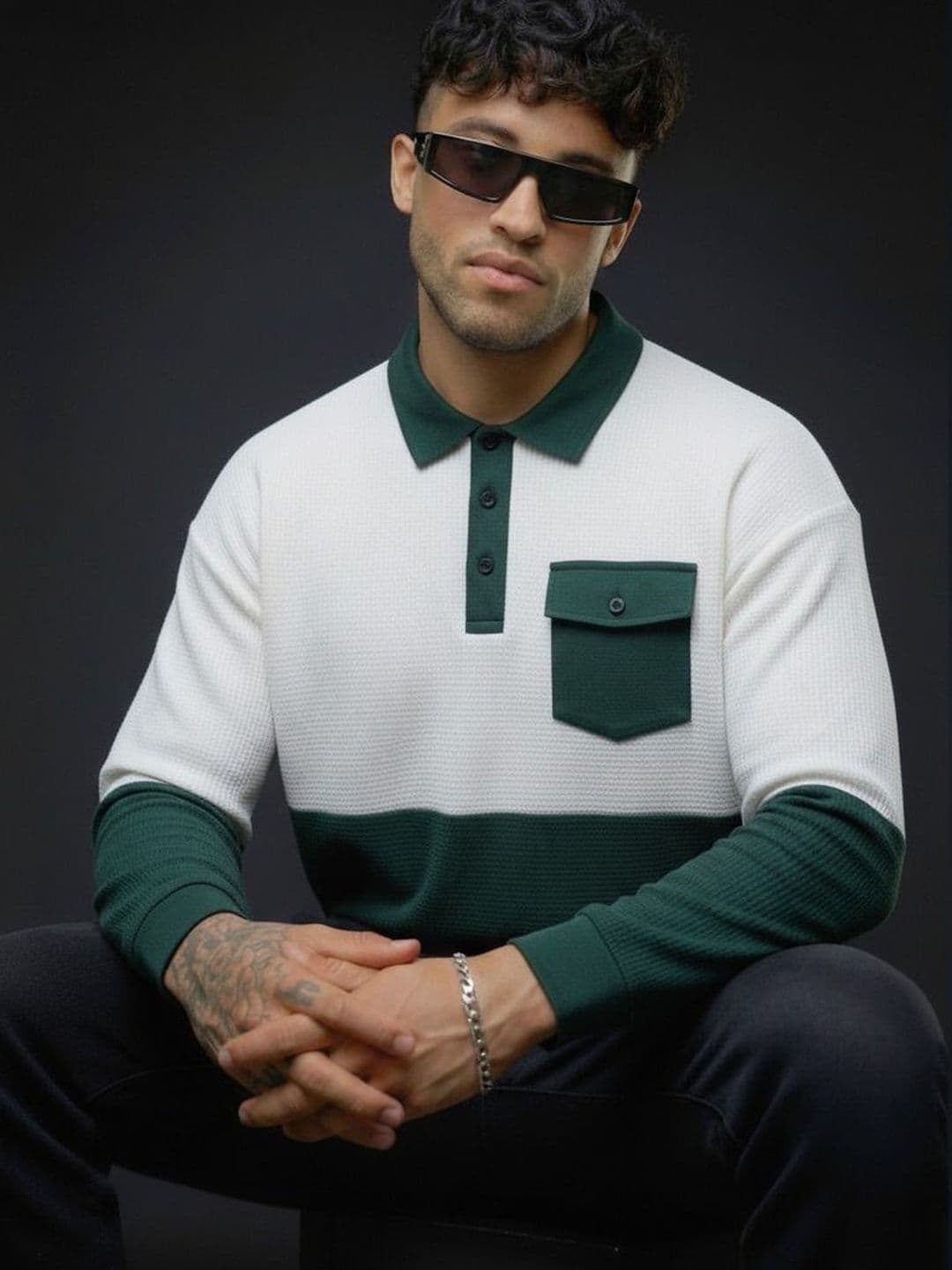 R.Code by The Roadster Life Co. Men Colourblocked Polo Collar Pockets T-shirt - view 1