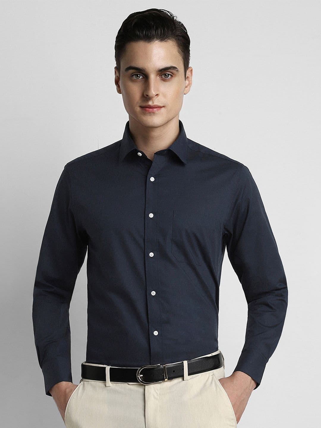 Peter England Men Black Solid Formal Shirt - view 1