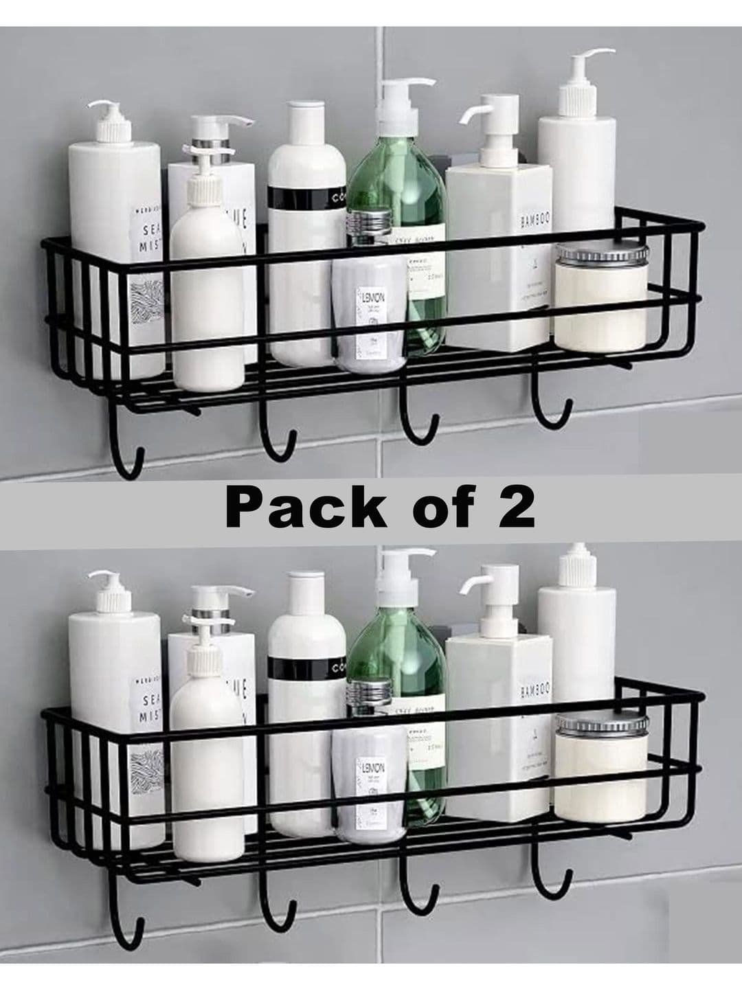 DXDT 2 pieces Black Multipurpose Kitchen Shelves Bathroom shelves Steel - view 1