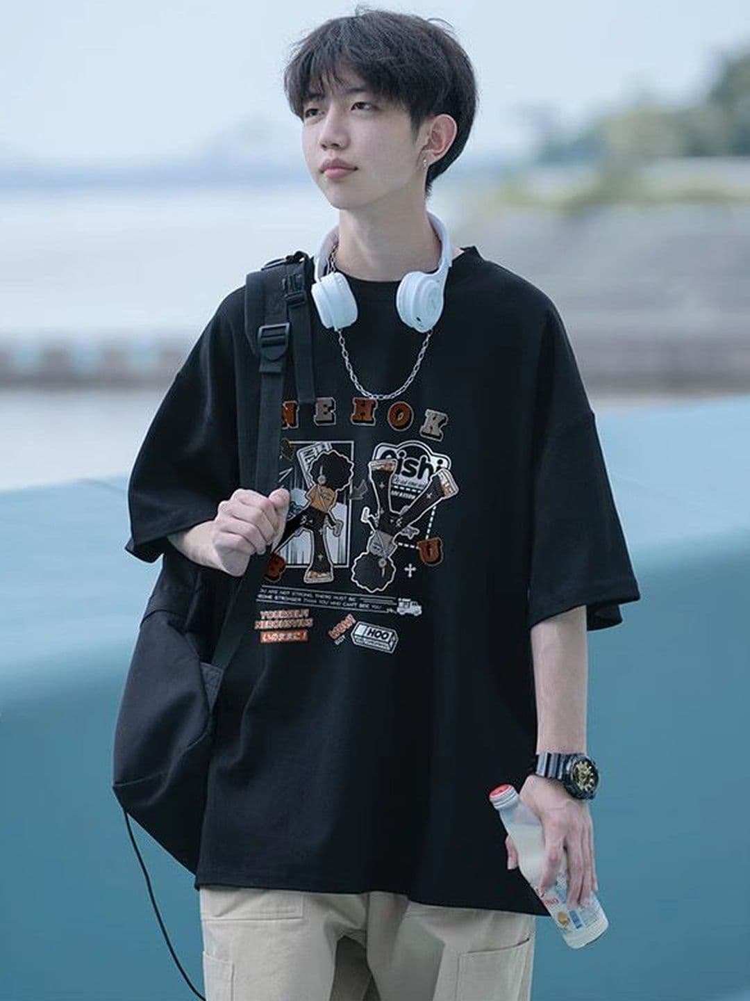 StyleCast x Revolte Men Printed Raw Edge T-shirt - view 1