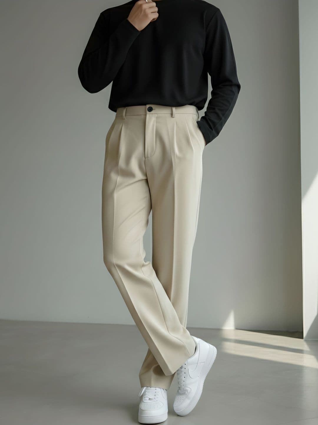 INDICLUB Men Comfort Loose Fit Easy Wash Pleated Trousers - view 1