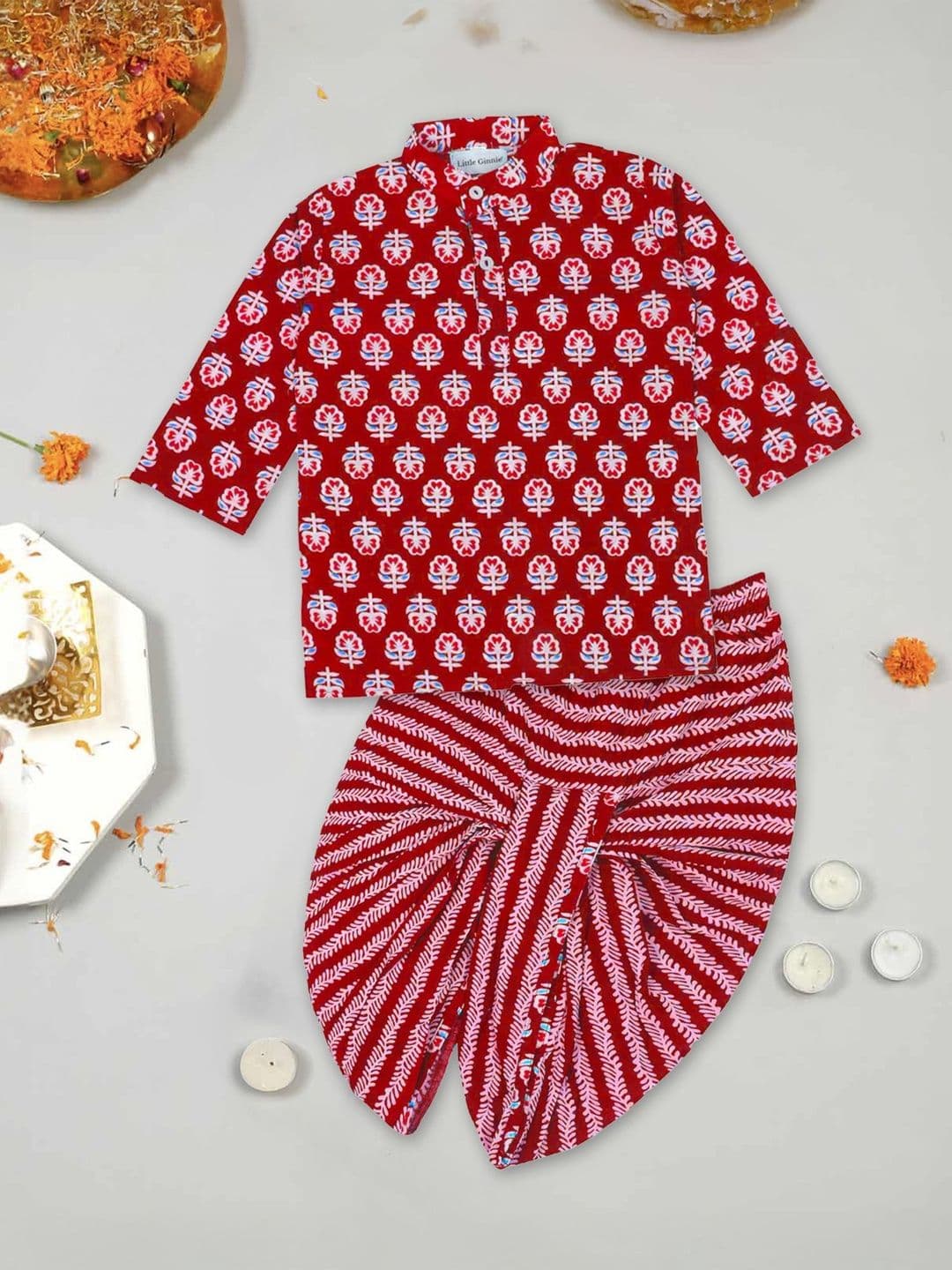 LITTLE GINNIE Boys Printed Dhoti Kurta - view 1