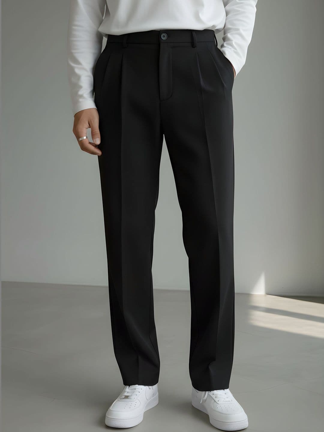 INDICLUB Men Comfort Loose Fit Easy Wash Pleated Trousers - view 1