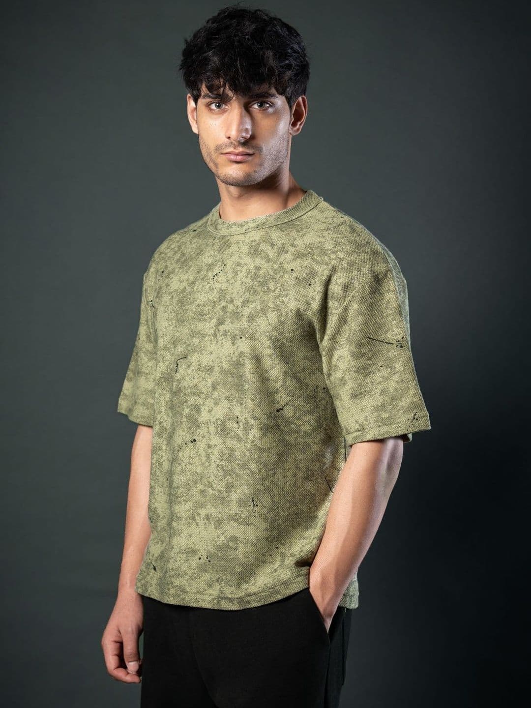 Powerlook Men Printed Drop-Shoulder Sleeves T-shirt - view 1